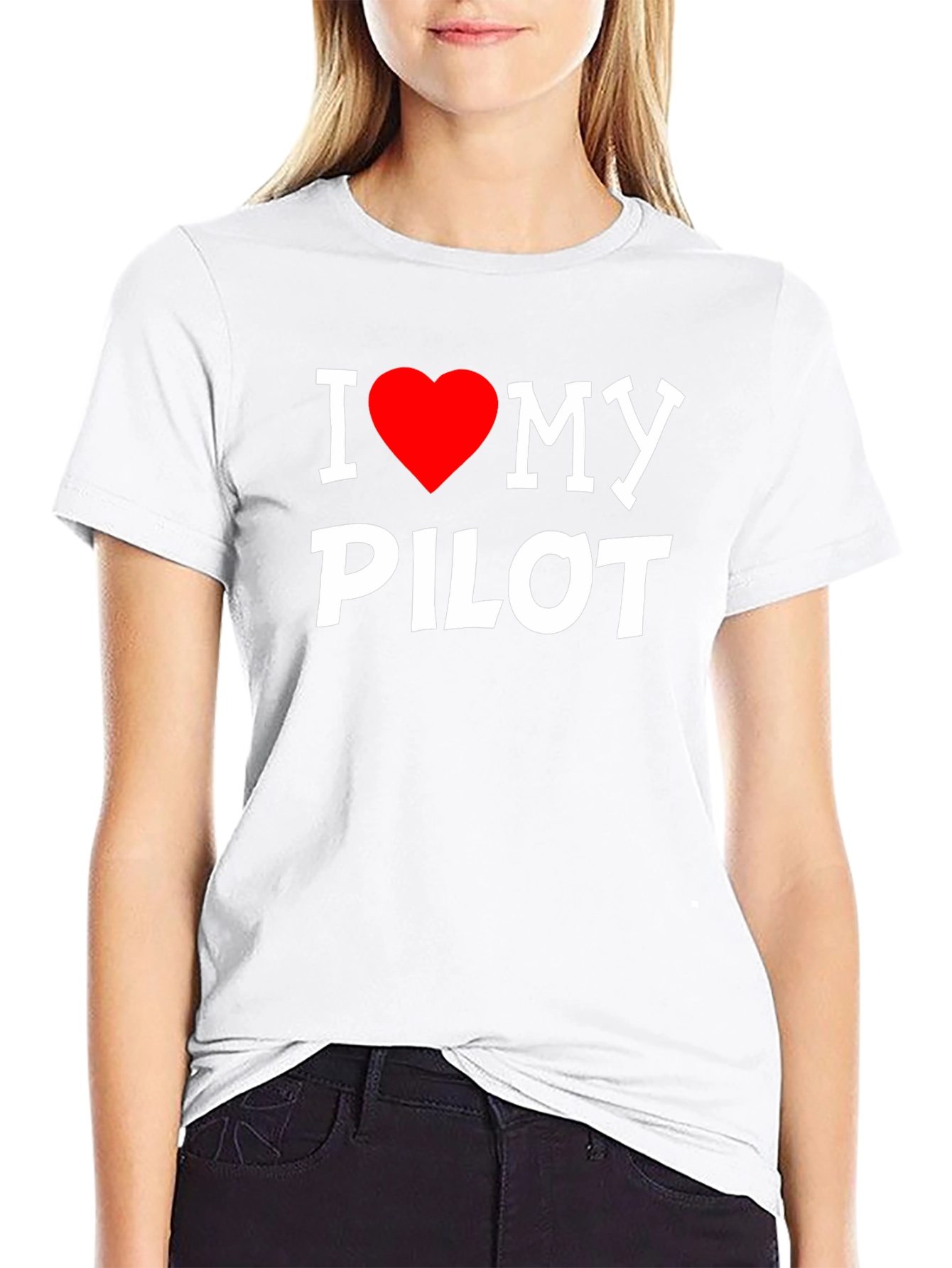 I Heart My Pilot Tee - Black Graphic T-Shirt