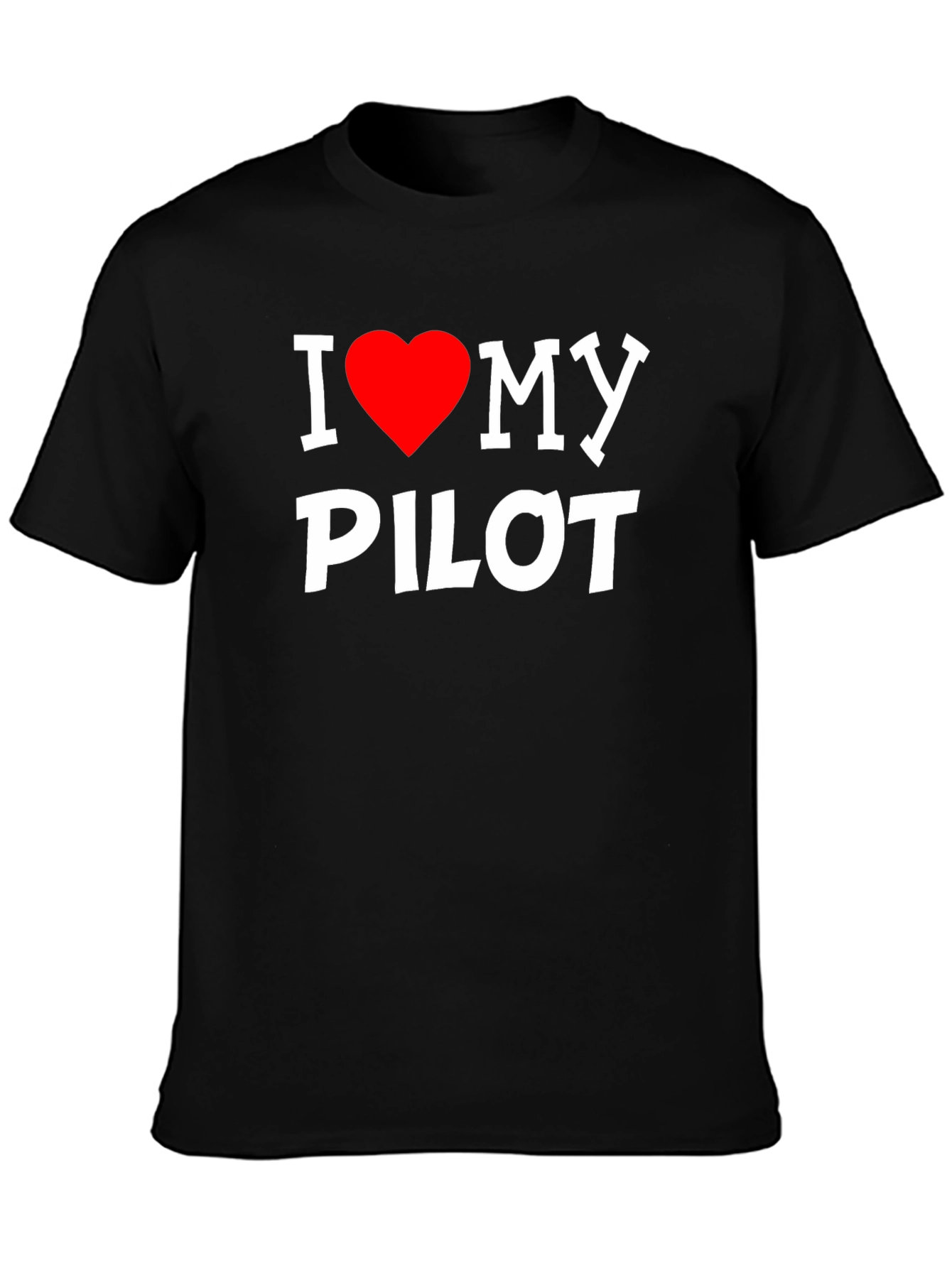 I Heart My Pilot Tee - Black Graphic T-Shirt