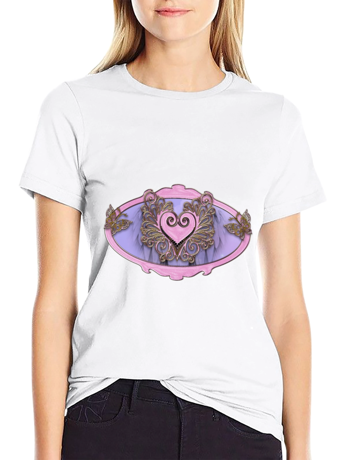Gothic Heart T-Shirt - Pink & Purple Love Design