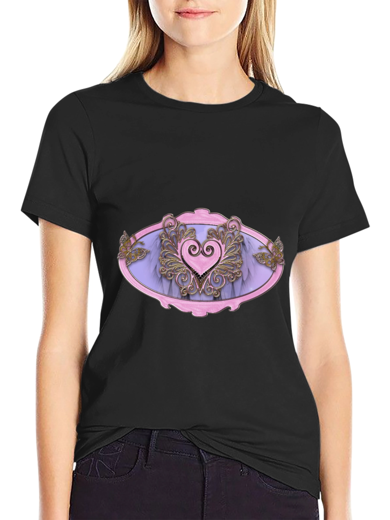 Gothic Heart T-Shirt - Pink & Purple Love Design