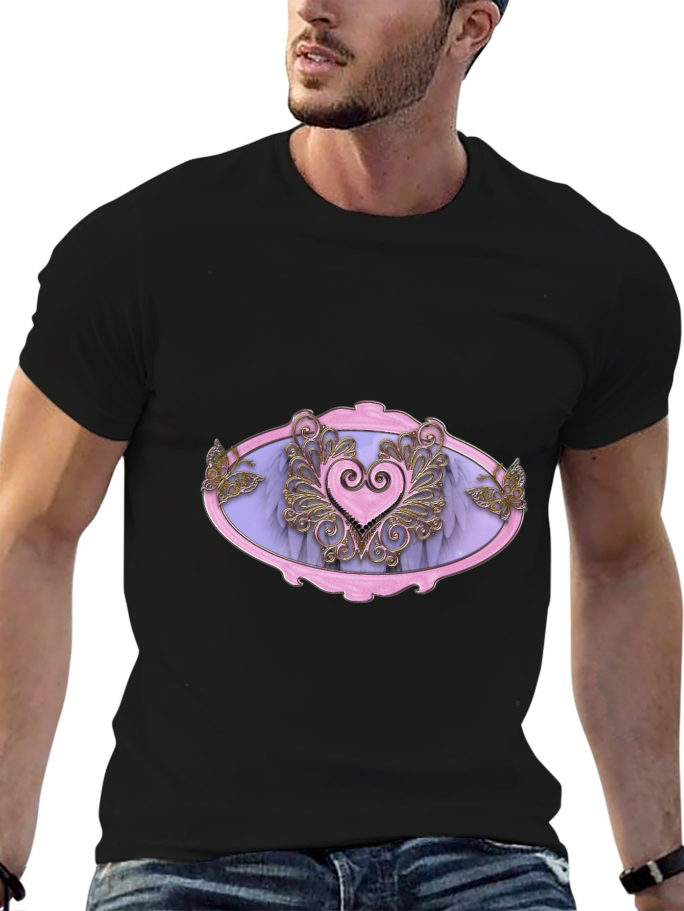 Gothic Heart T-Shirt - Pink & Purple Love Design