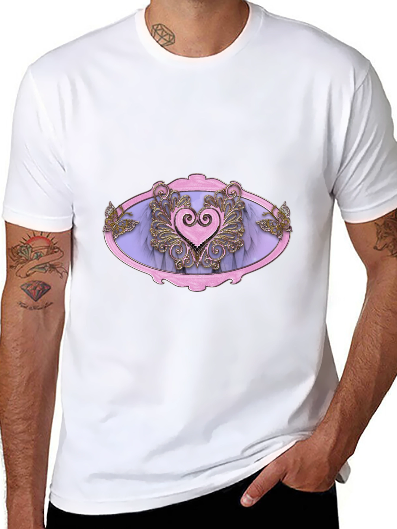 Gothic Heart T-Shirt - Pink & Purple Love Design