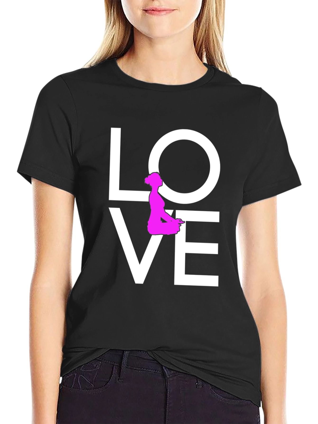 Yoga Love Graphic Tee - Black