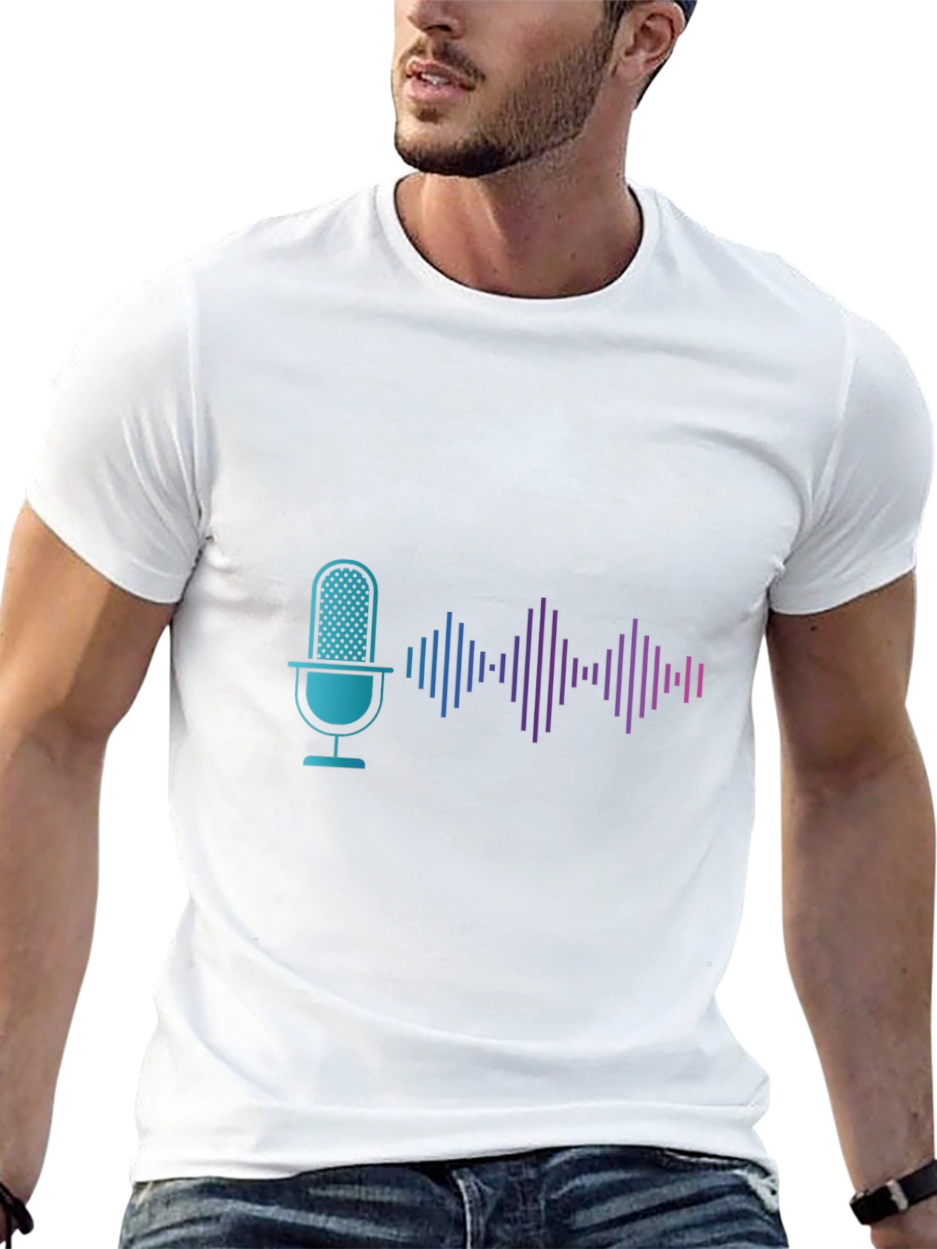 Podcast Microphone Wave Graphic Tee