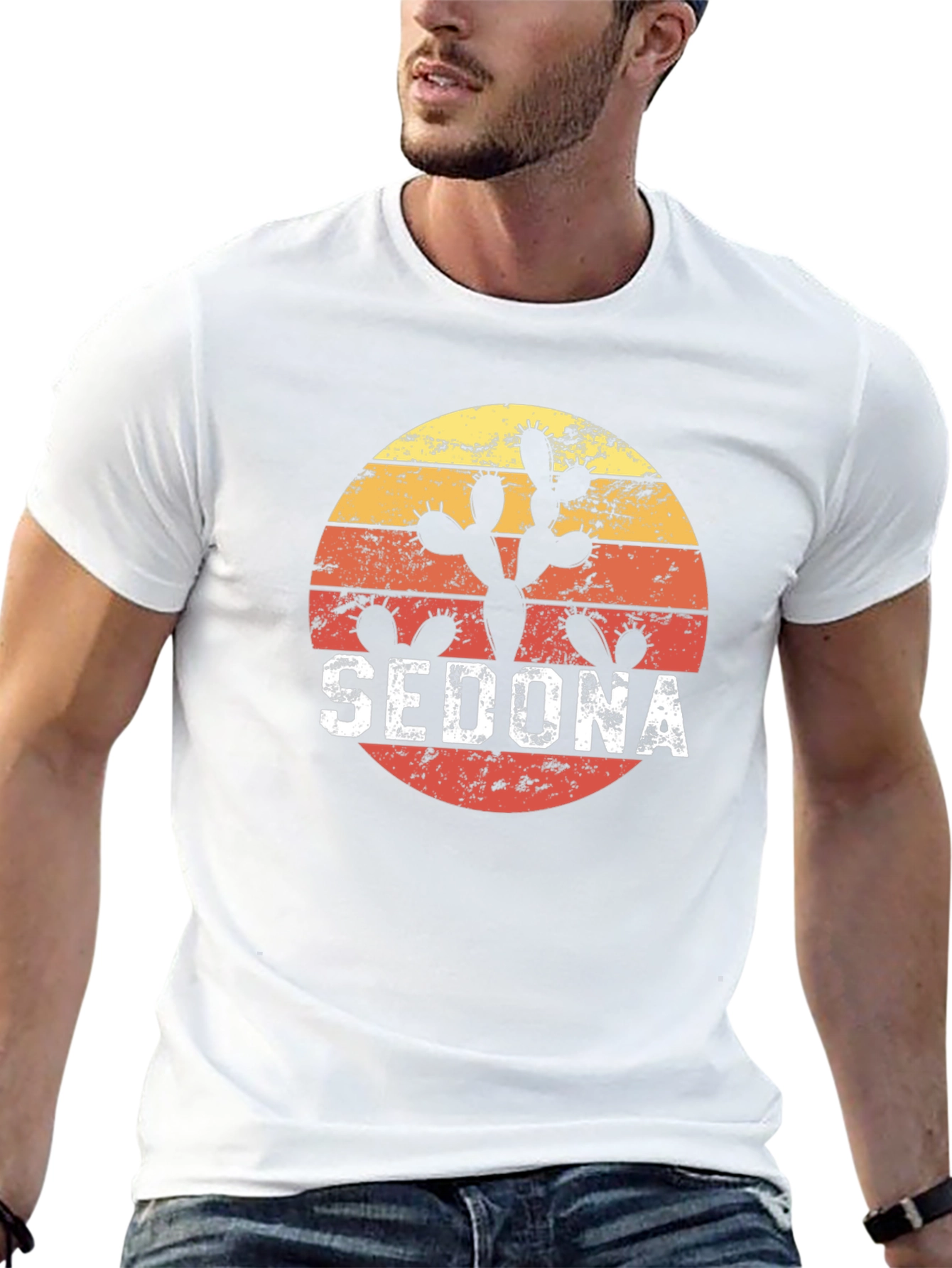 Sedona Cactus Retro Sunset Graphic T-Shirt