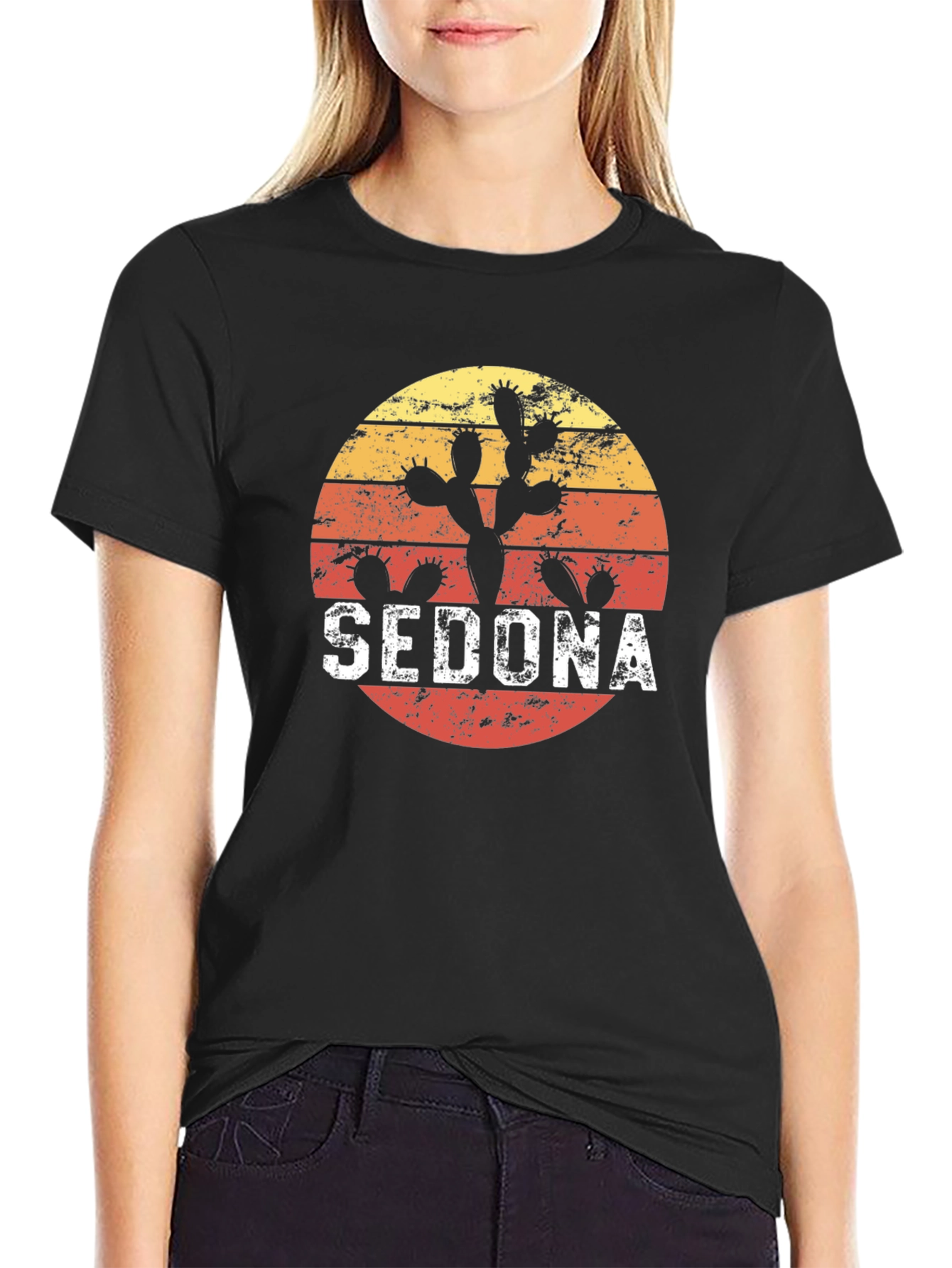 Sedona Cactus Retro Sunset Graphic T-Shirt