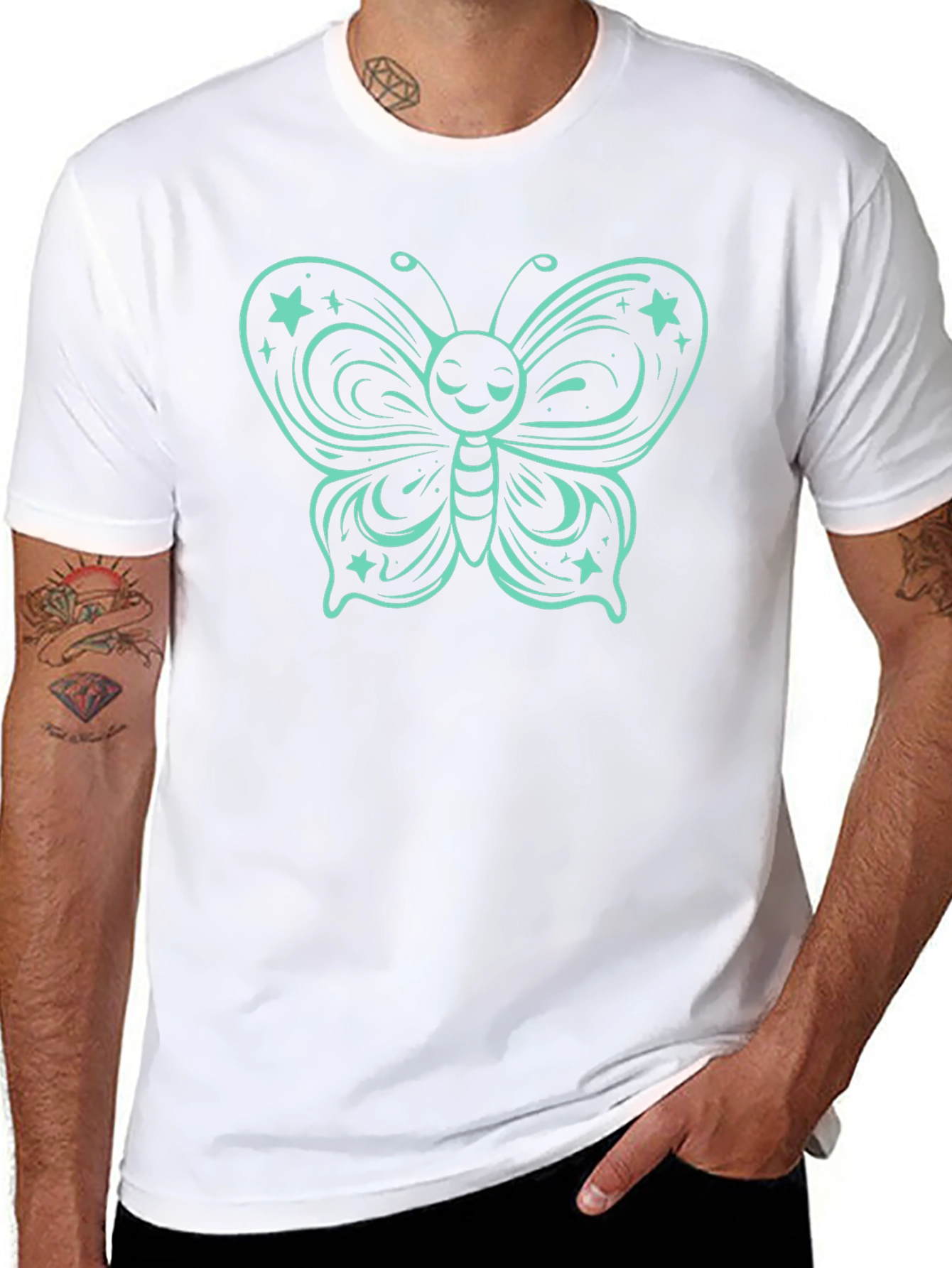 Butterfly Graphic Tee - Black Cotton T-Shirt
