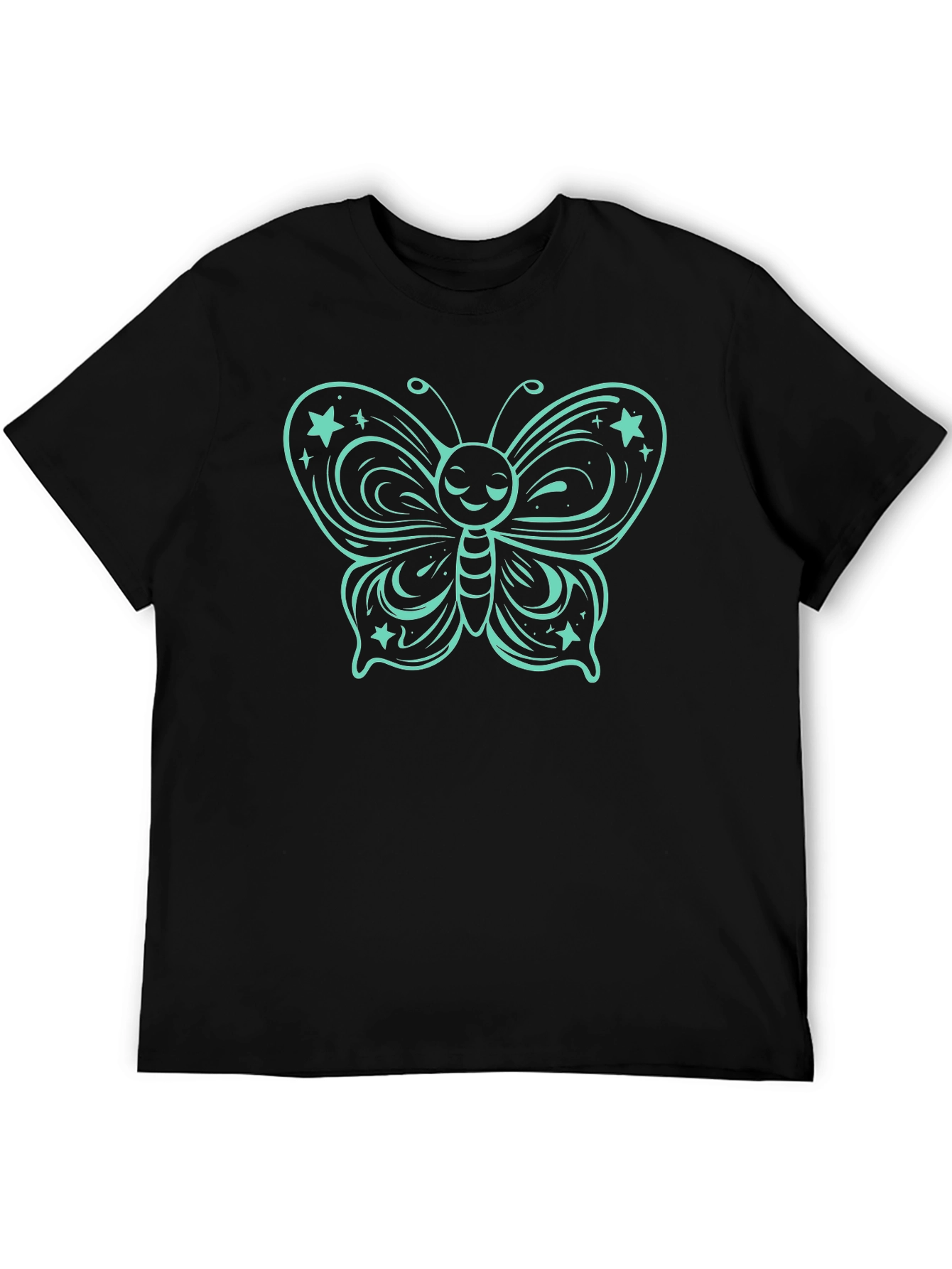 Butterfly Graphic Tee - Black Cotton T-Shirt