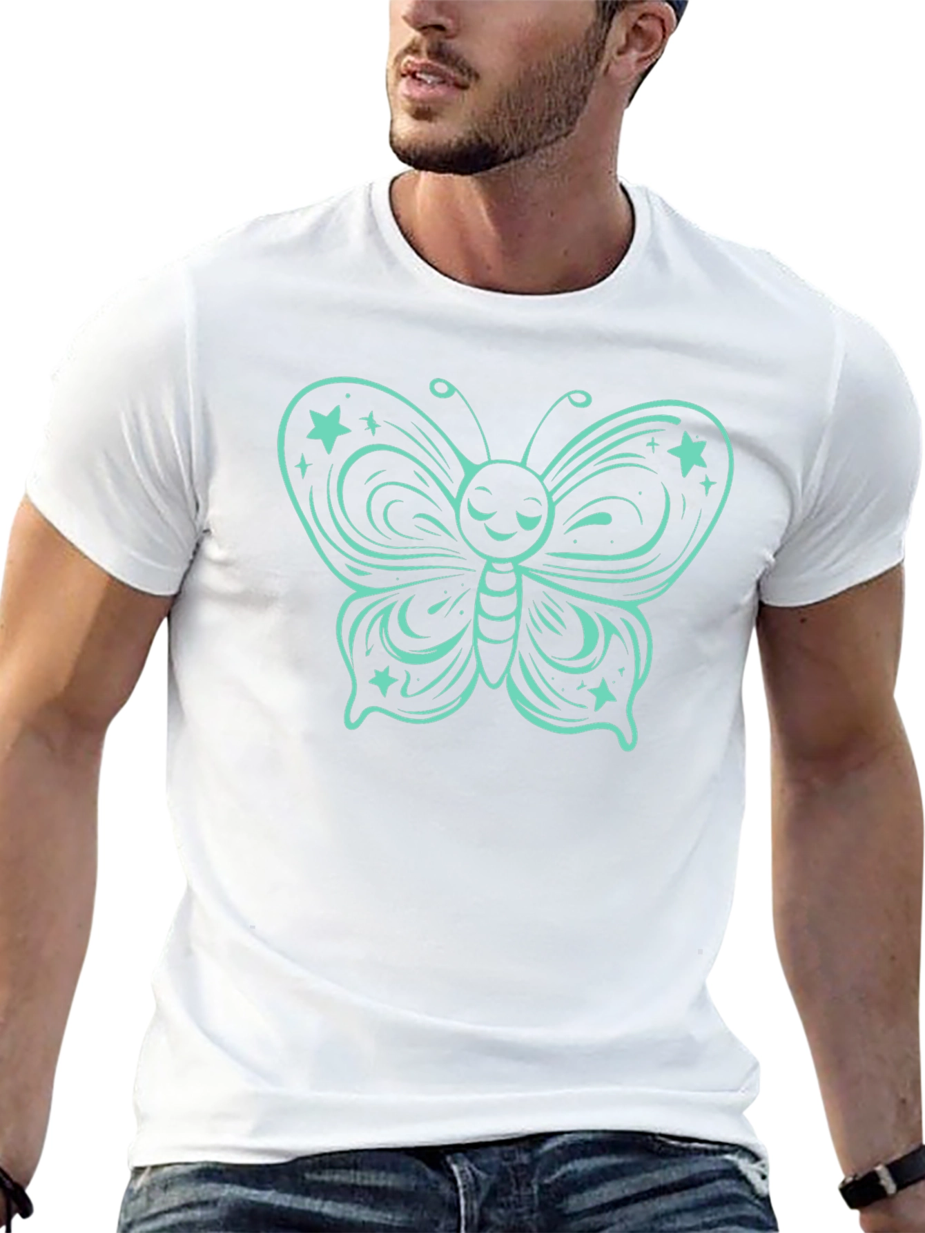 Butterfly Graphic Tee - Black Cotton T-Shirt