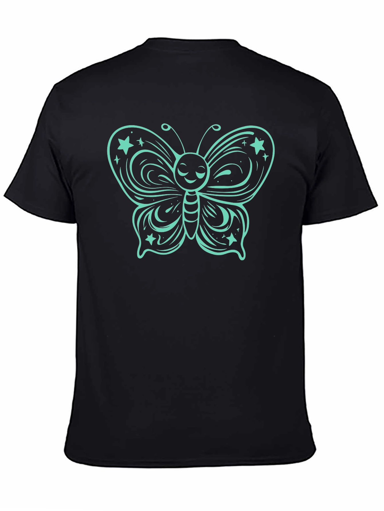 Butterfly Graphic Tee - Black Cotton T-Shirt