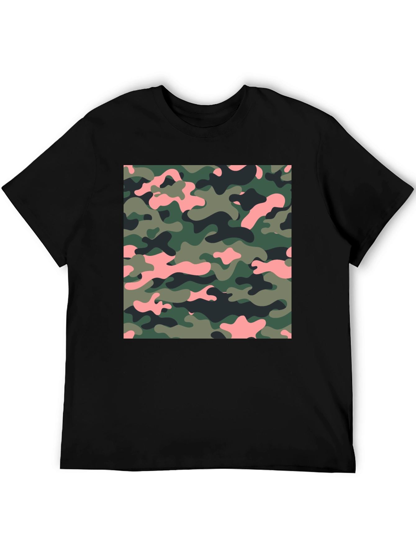 Camo Print Black T-Shirt