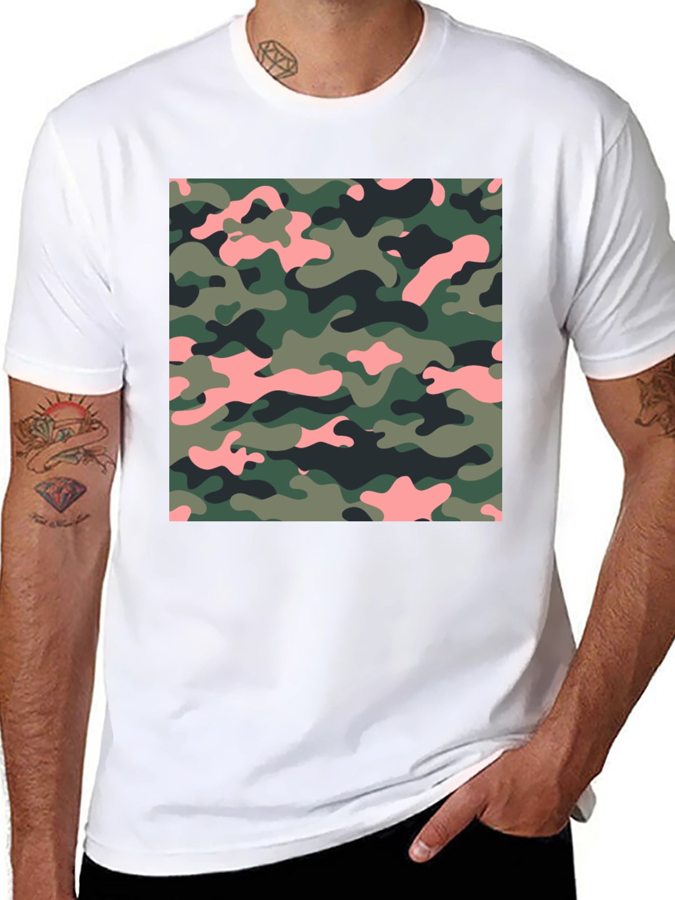 Camo Print Black T-Shirt