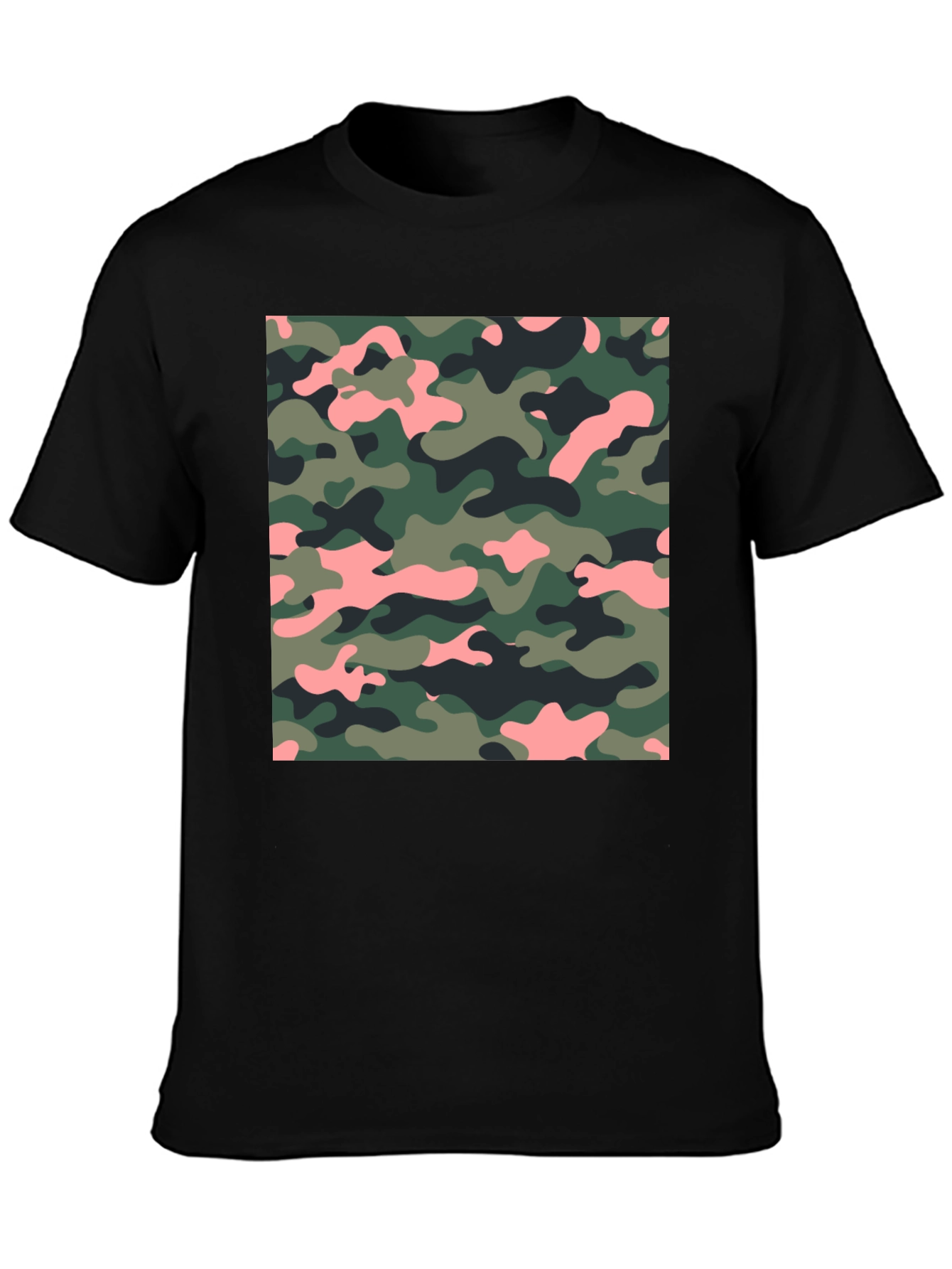 Camo Print Black T-Shirt