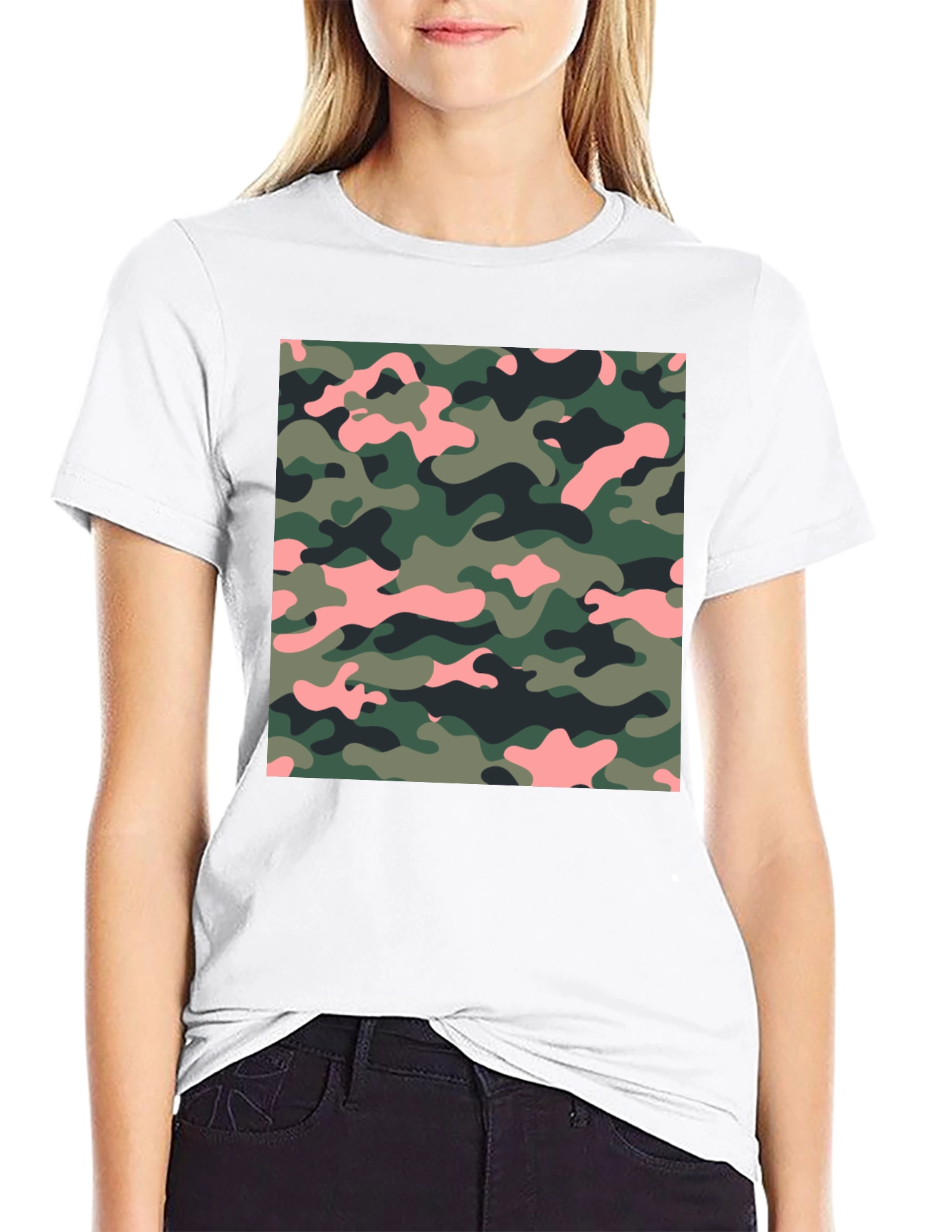 Camo Print Black T-Shirt