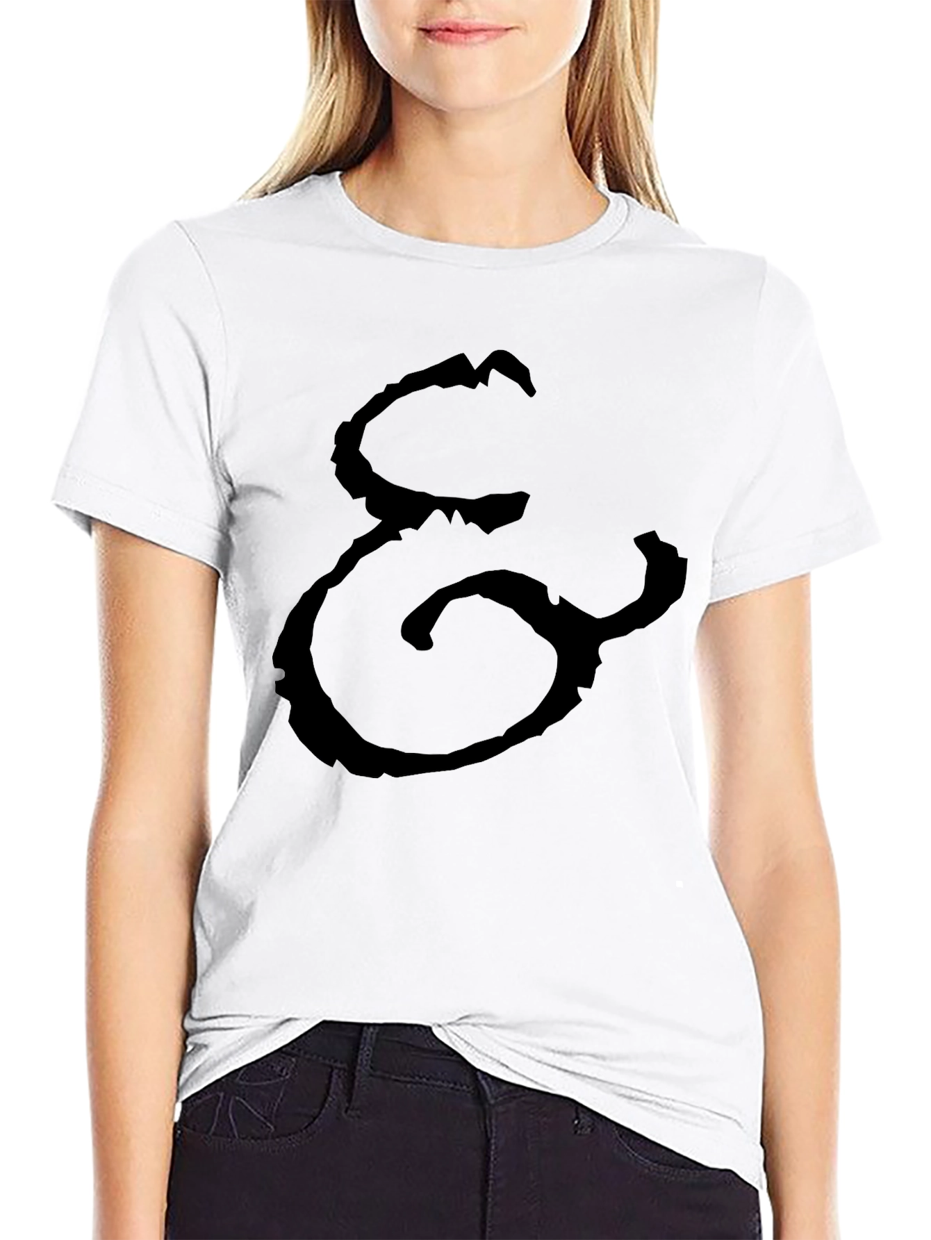Black T-Shirt with Abstract Print