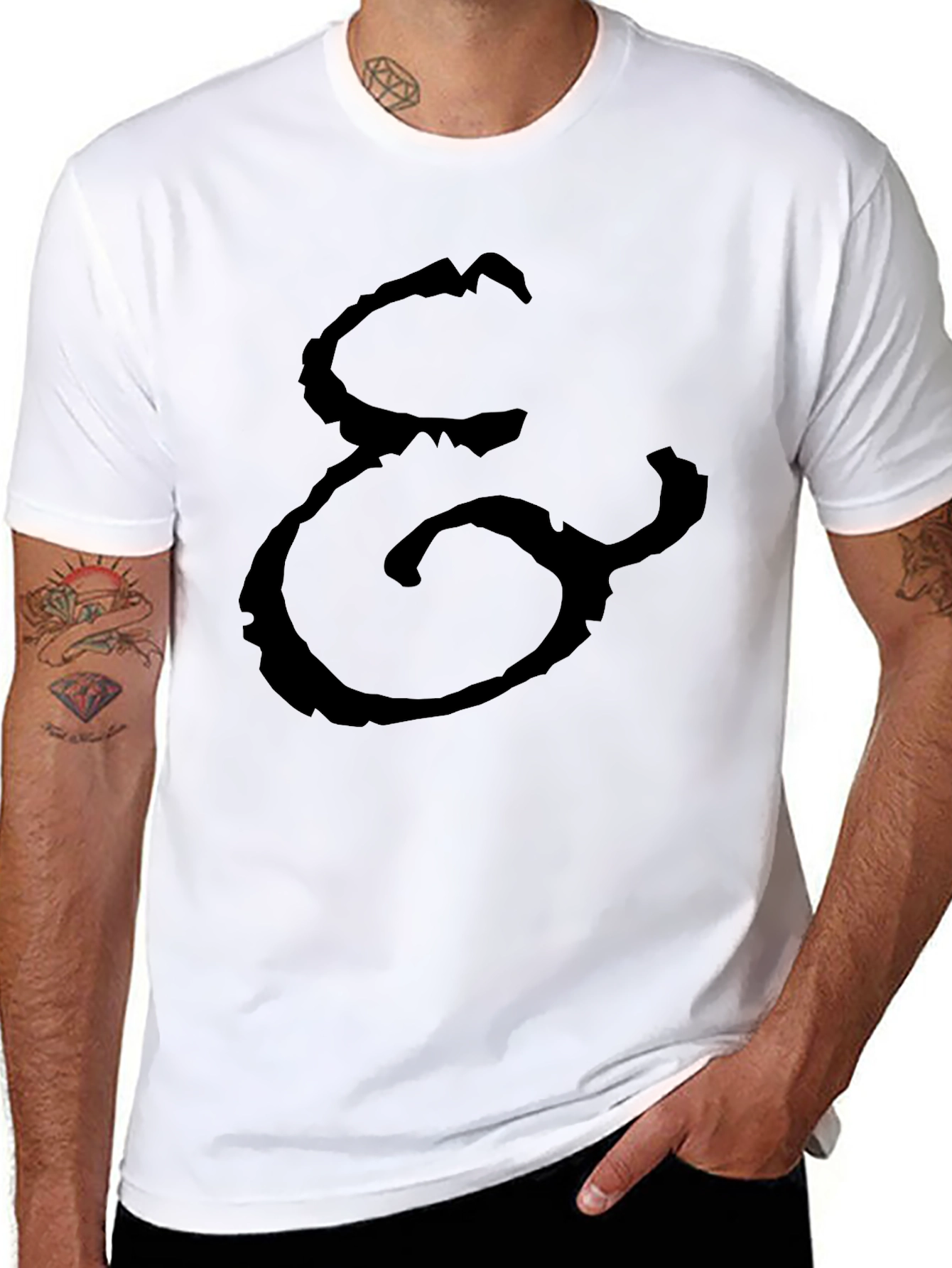Black T-Shirt with Abstract Print
