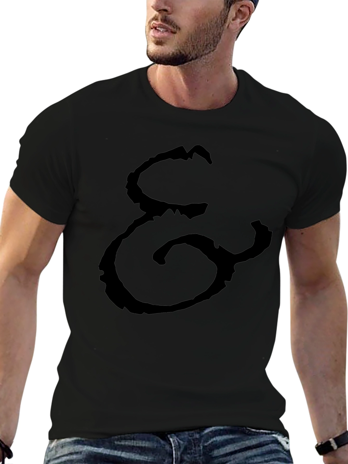 Black T-Shirt with Abstract Print