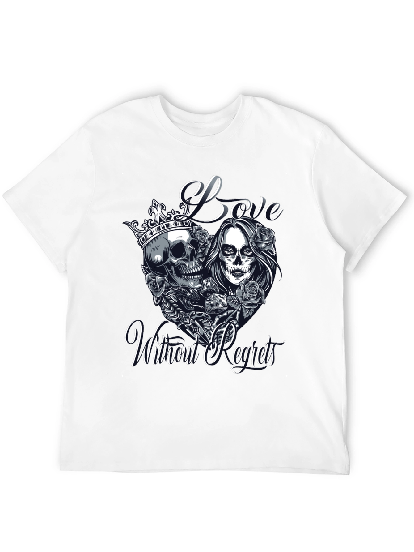 Love Without Regrets Skull & Roses Graphic T-Shirt
