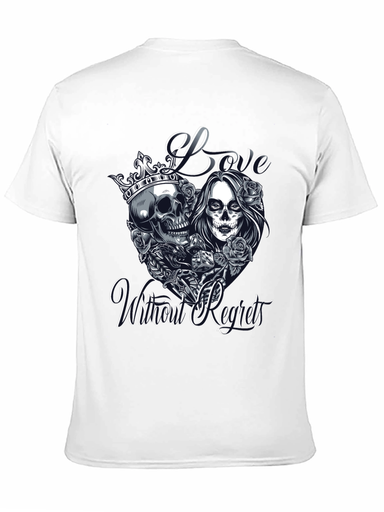Love Without Regrets Skull & Roses Graphic T-Shirt