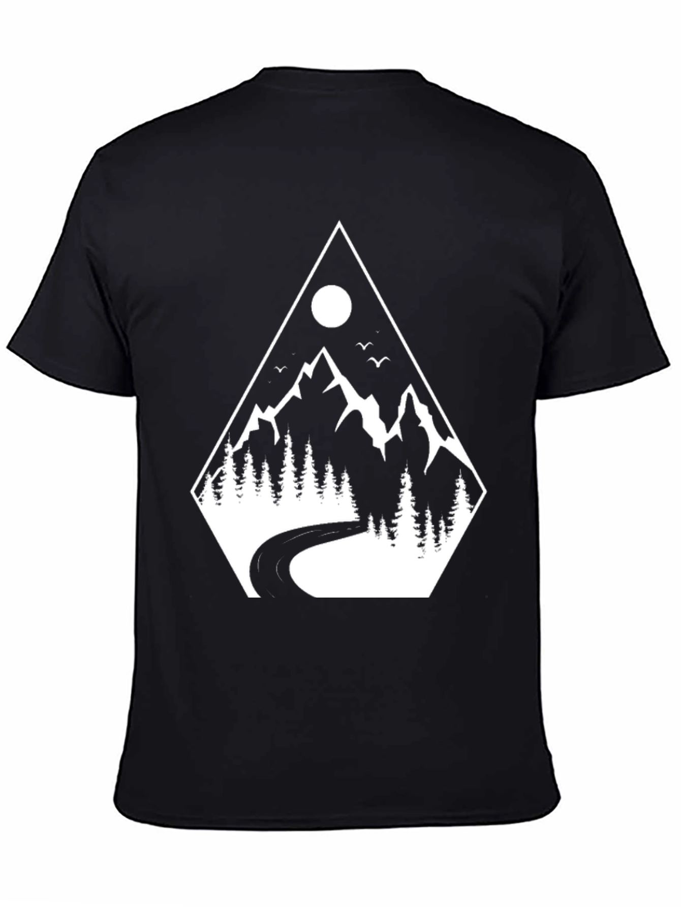 Mountain Road Graphic Tee - Black Cotton T-Shirt