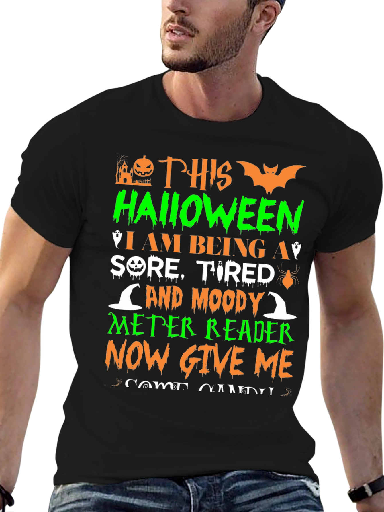Halloween Sore Tired Moody Meter Reader T-Shirt