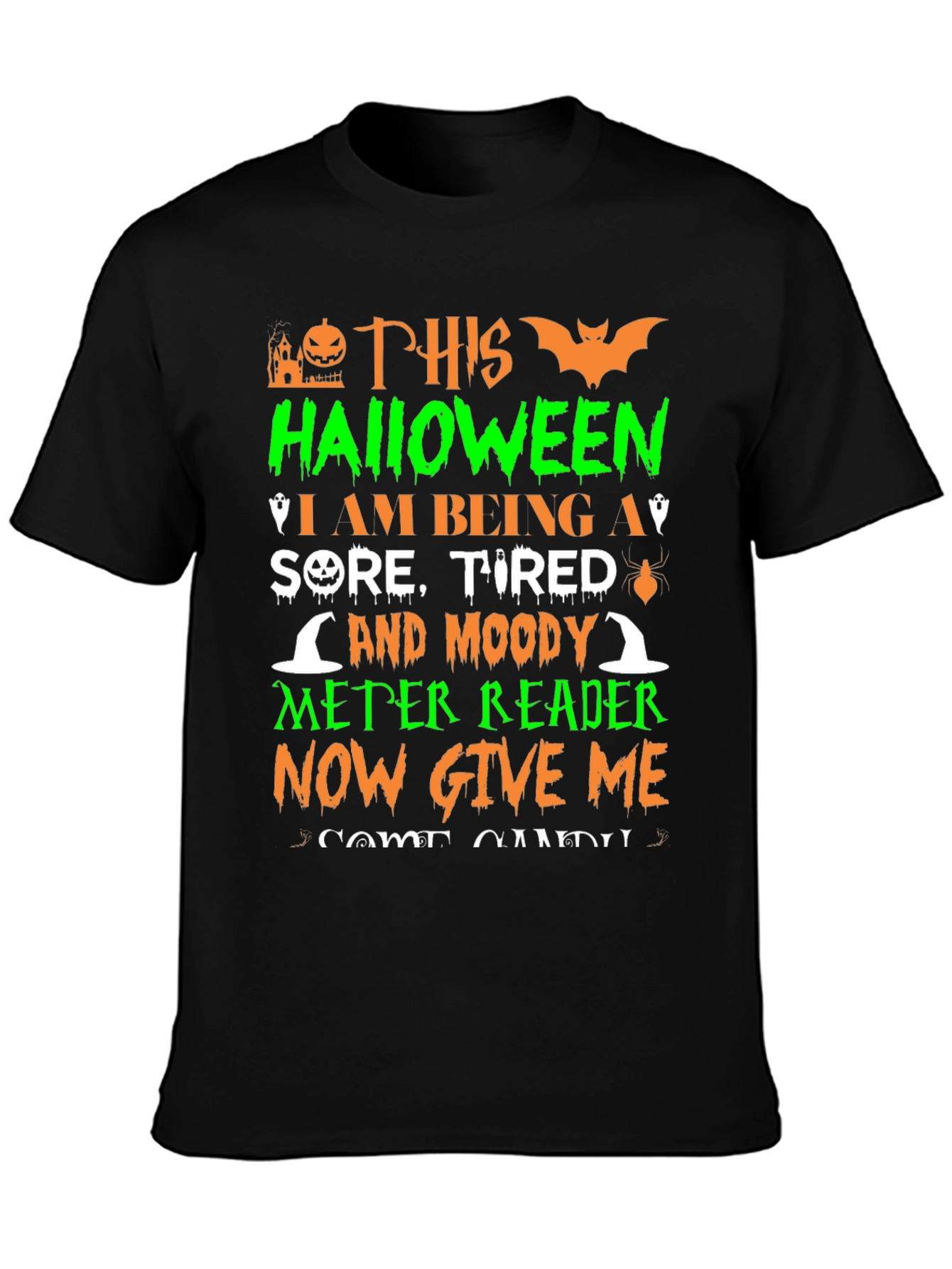 Halloween Sore Tired Moody Meter Reader T-Shirt