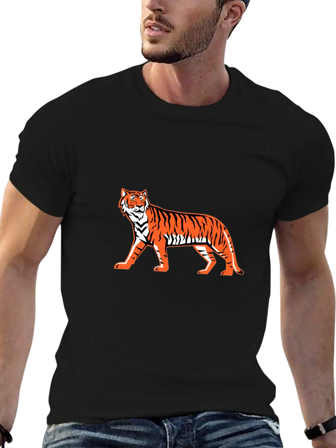 Bold Tiger Graphic Tee - Stylish Black T-Shirt