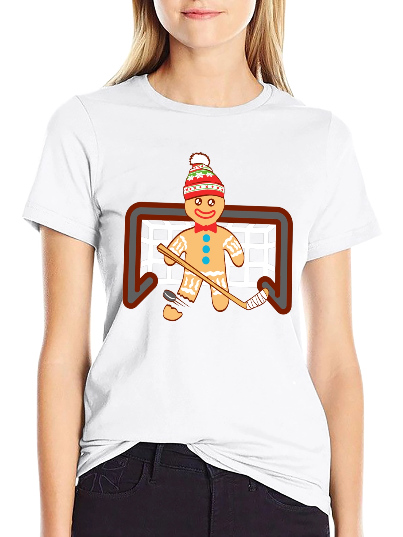 Gingerbread Hockey T-Shirt - Holiday Fun!