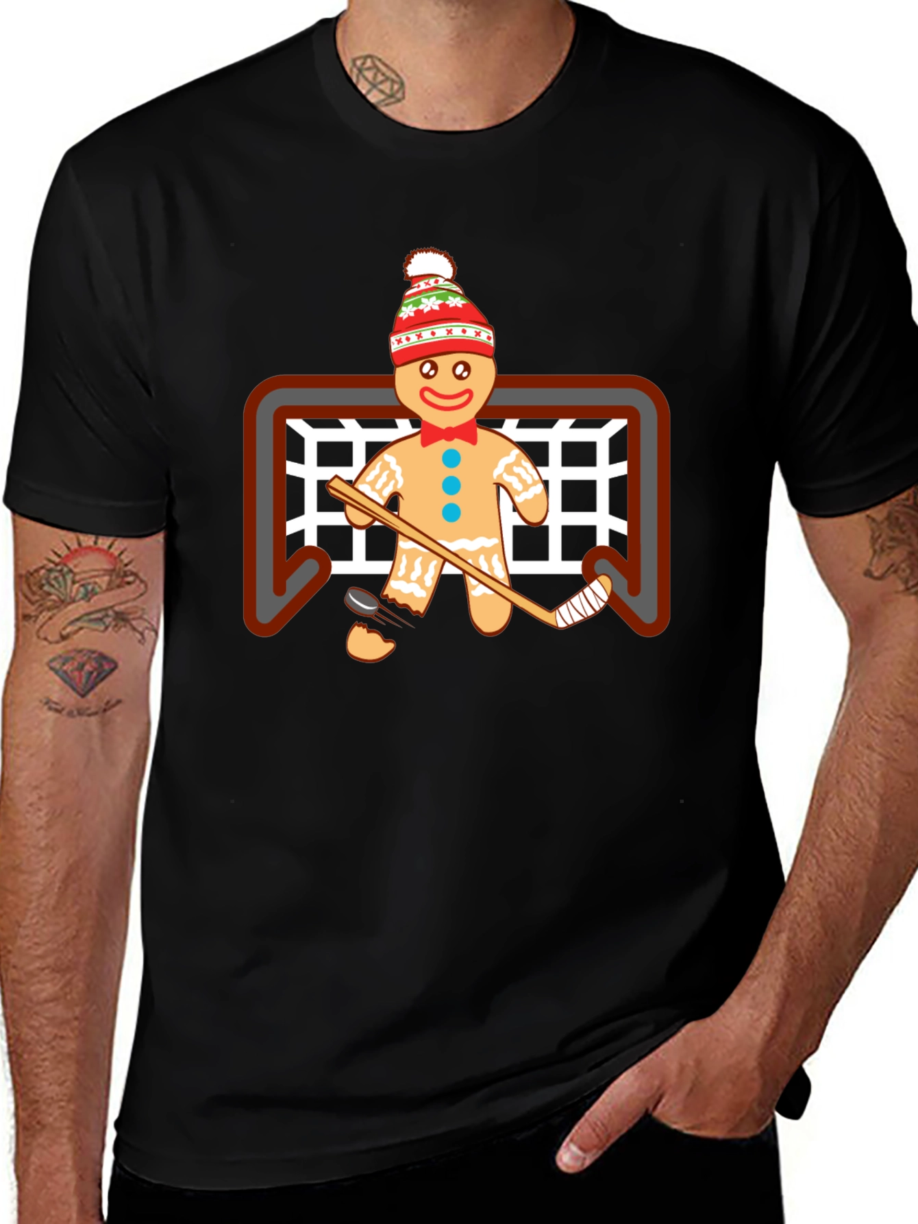 Gingerbread Hockey T-Shirt - Holiday Fun!