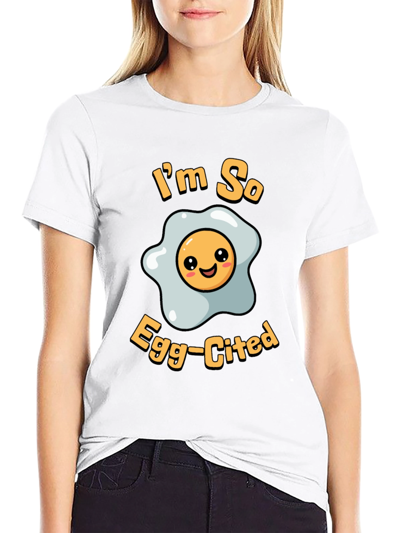 Funny Im So Egg-Cited T-Shirt - Black