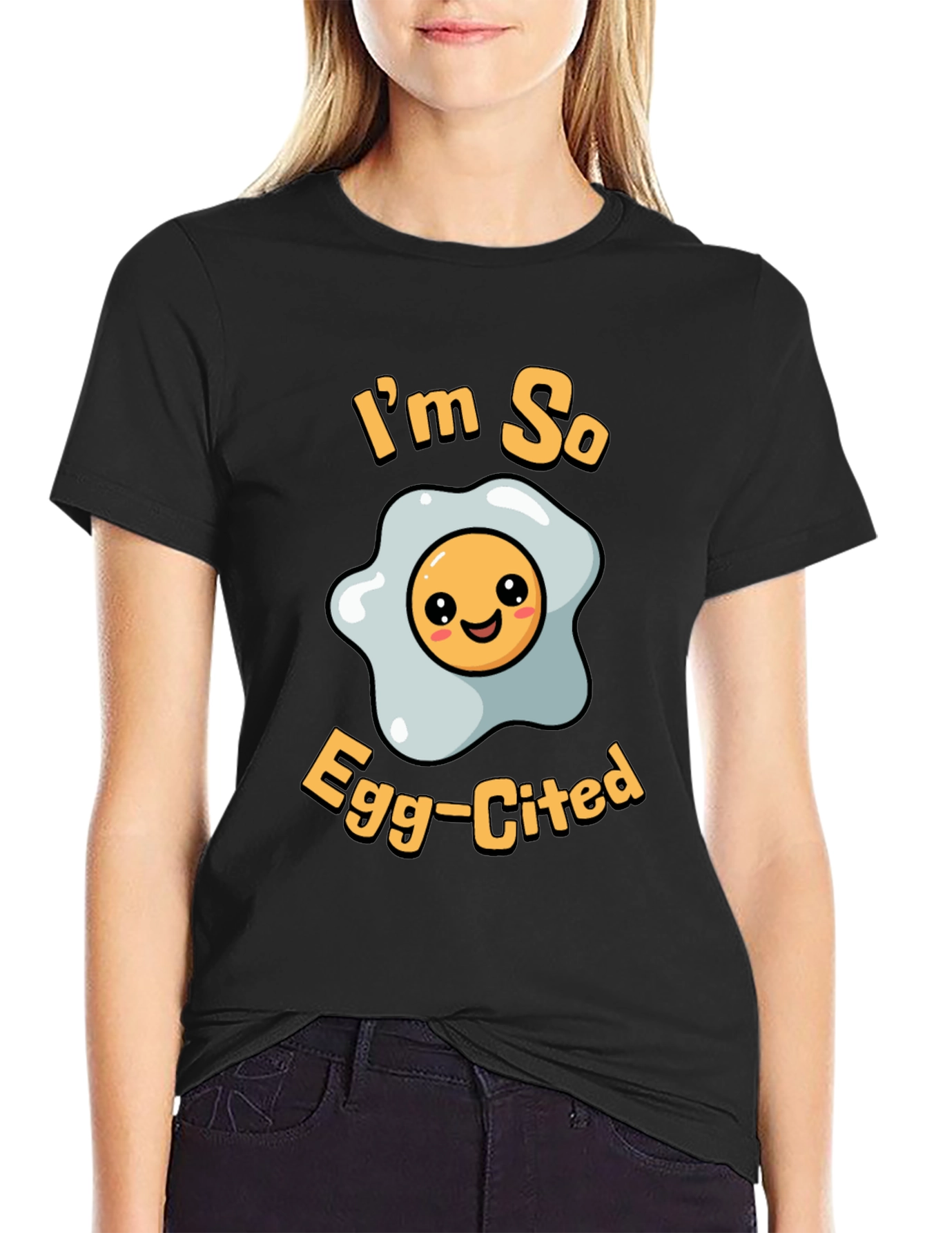 Funny Im So Egg-Cited T-Shirt - Black