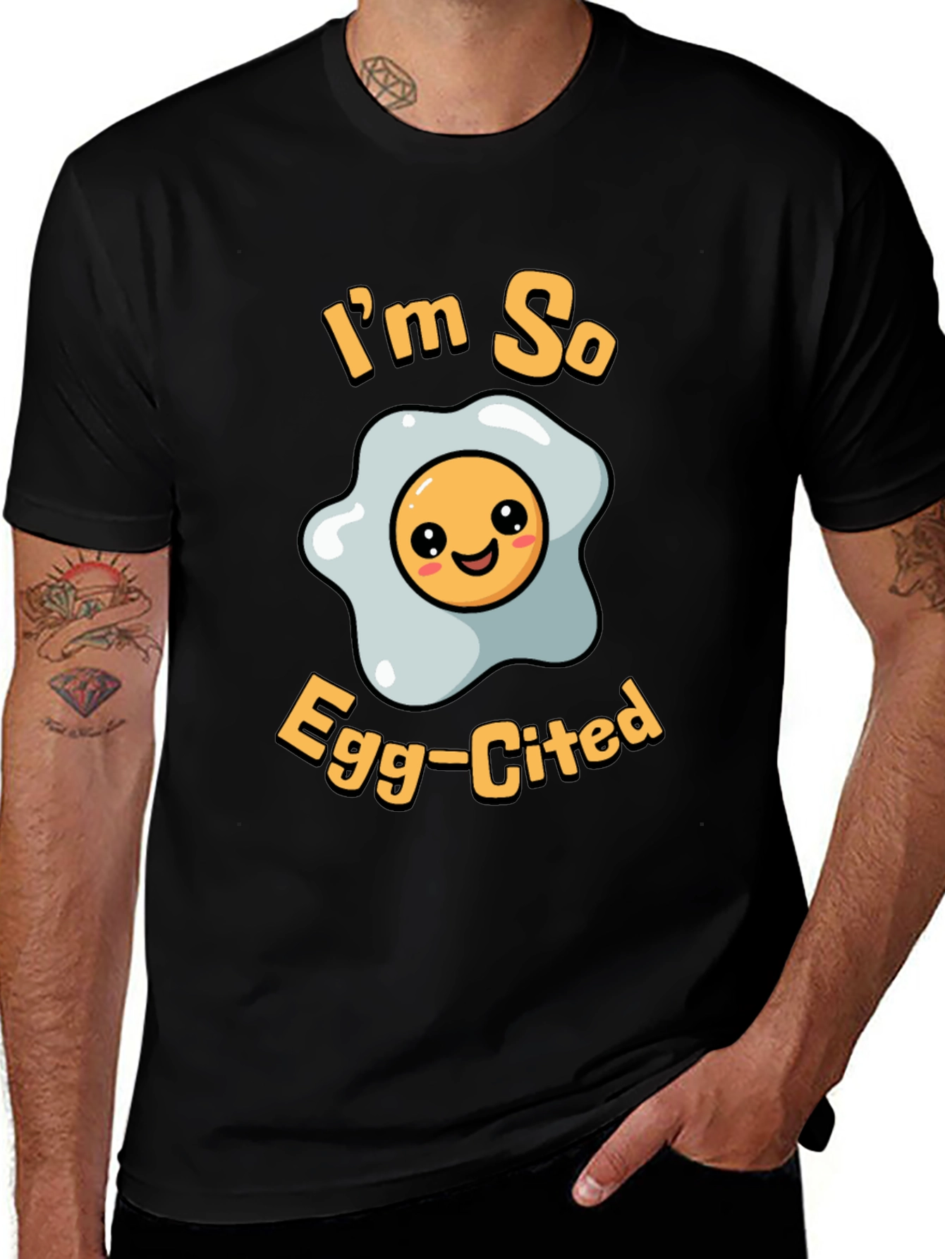 Funny Im So Egg-Cited T-Shirt - Black