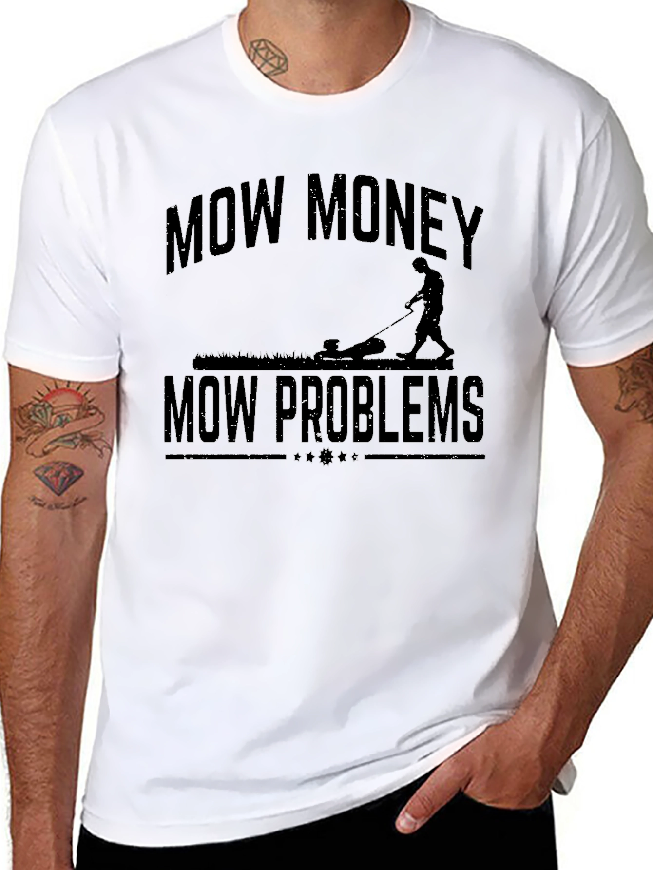 Mow Money Mow Problems Black Graphic Tee