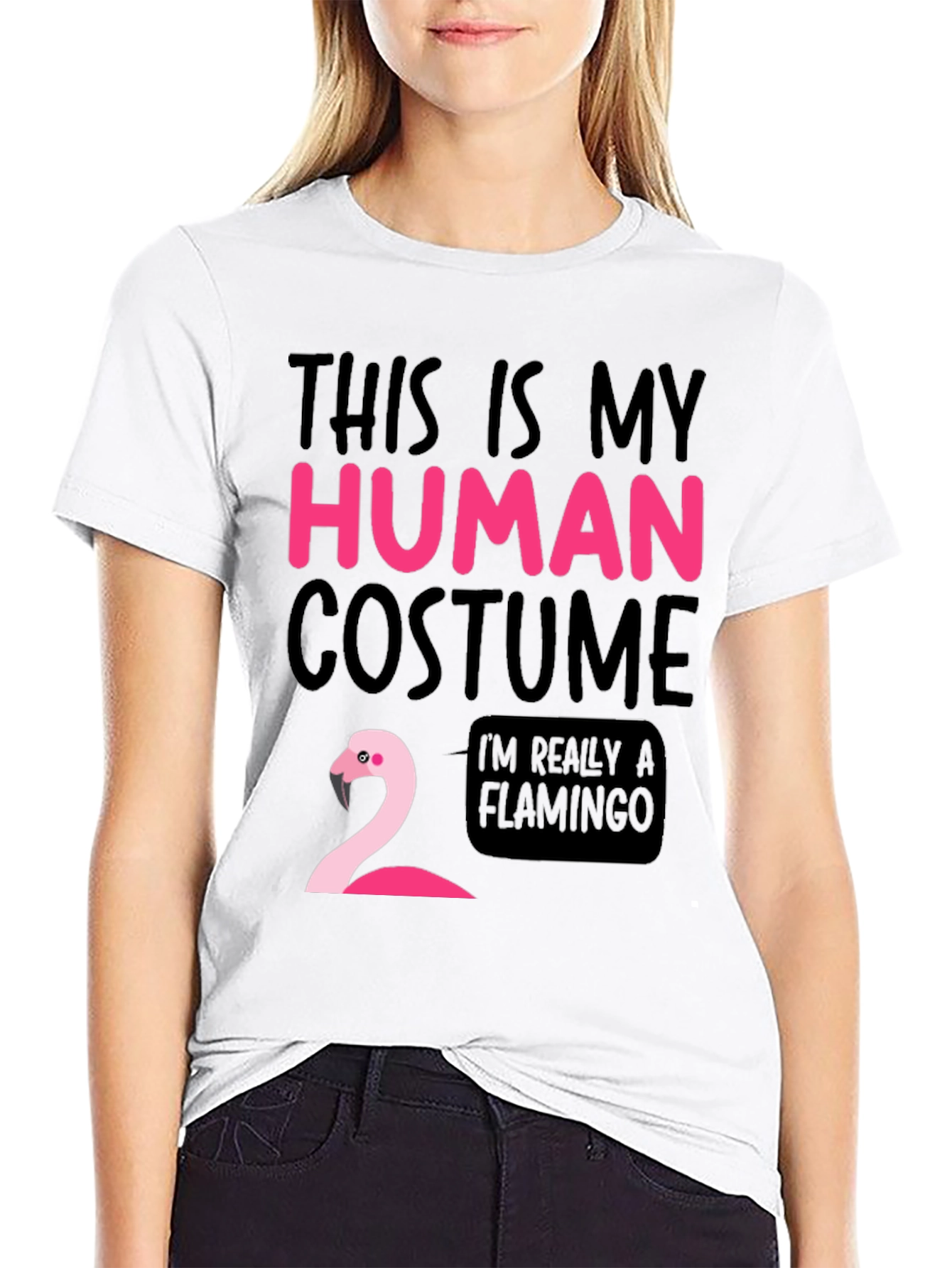 Funny Human Costume Flamingo T-Shirt