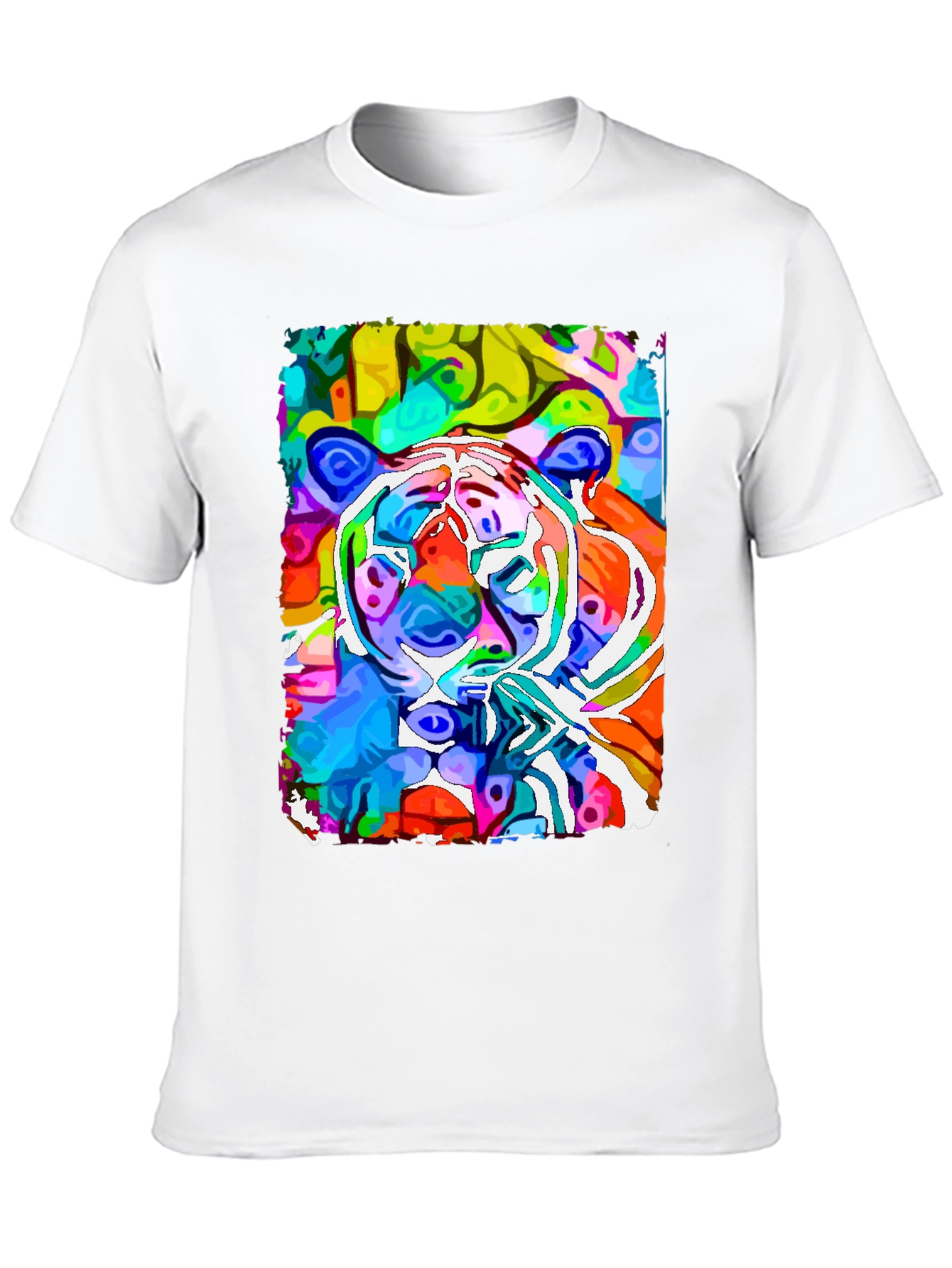 Vibrant Tiger Graphic Tee - Abstract Art Print