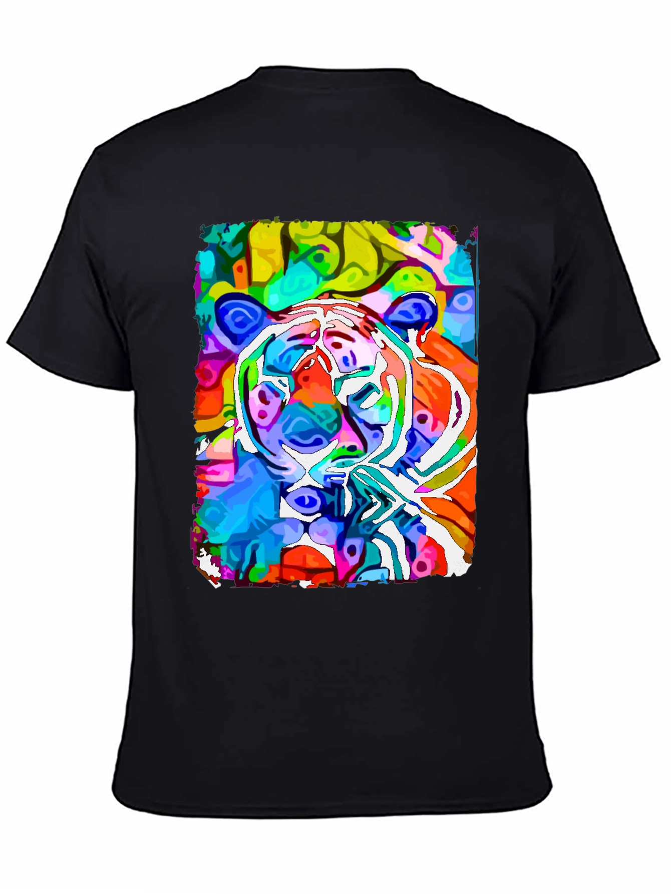 Vibrant Tiger Graphic Tee - Abstract Art Print
