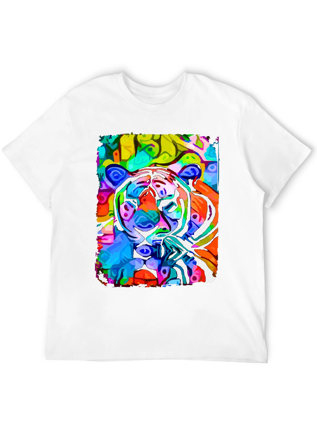 Vibrant Tiger Graphic Tee - Abstract Art Print