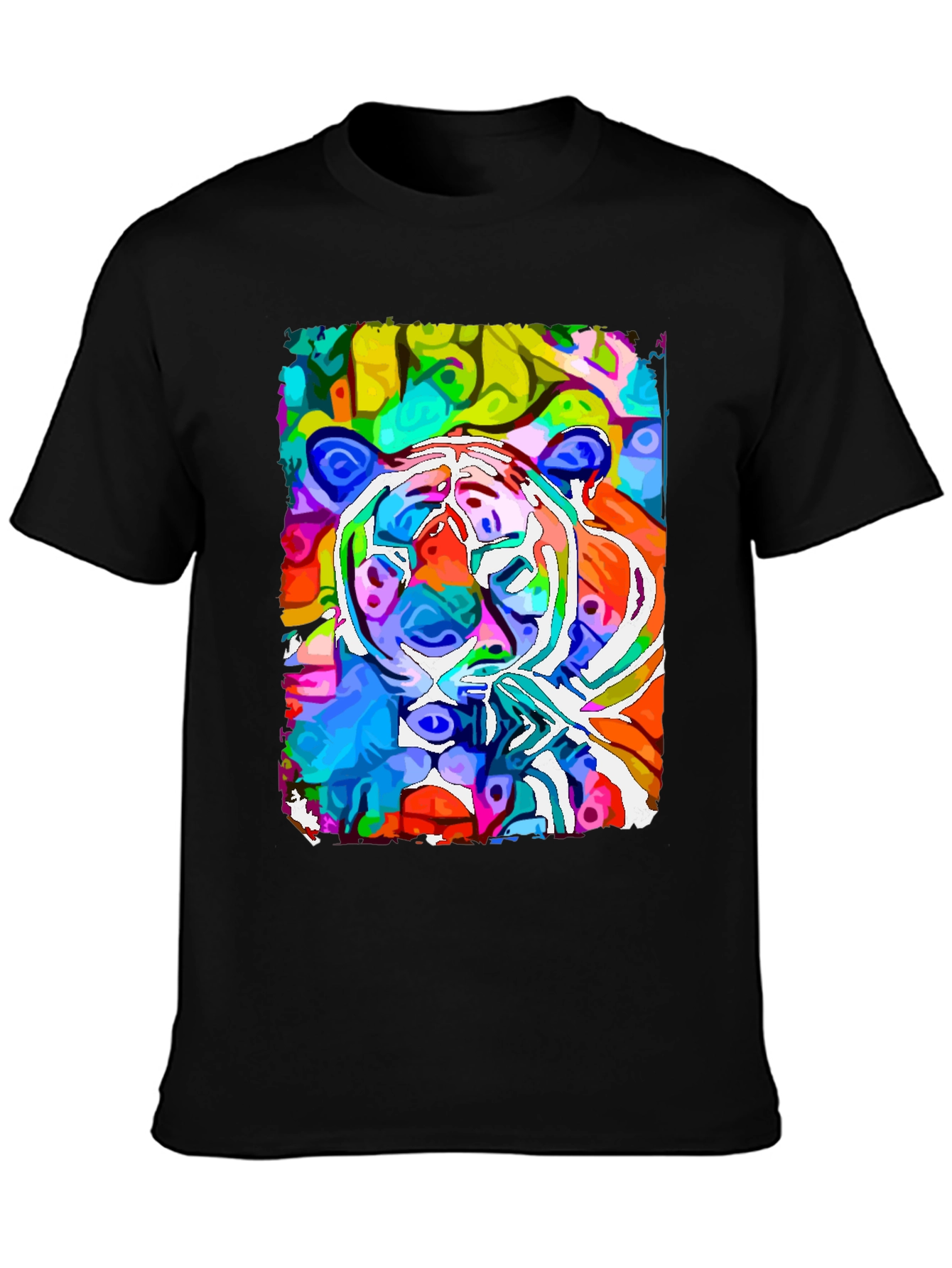 Vibrant Tiger Graphic Tee - Abstract Art Print