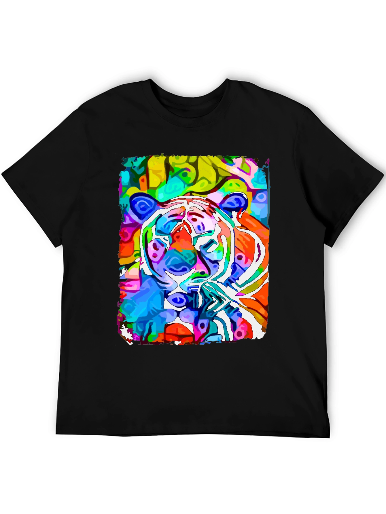 Vibrant Tiger Graphic Tee - Abstract Art Print
