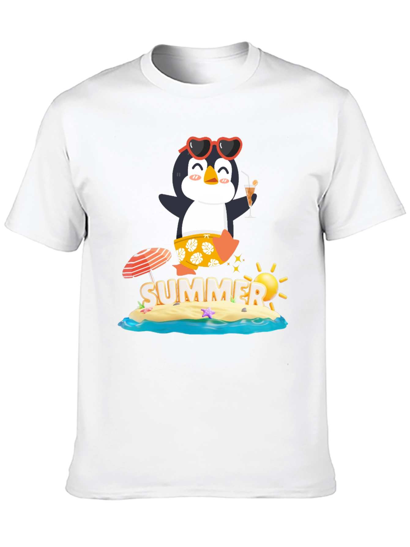 Summer Penguin Graphic Tee - Black