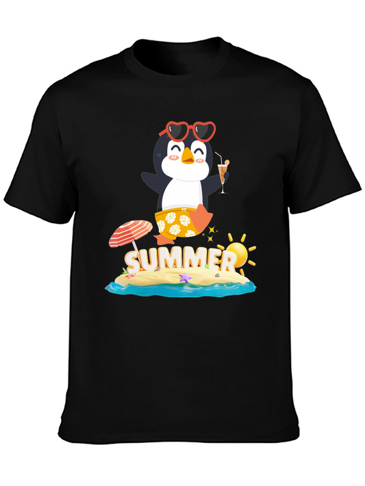 Summer Penguin Graphic Tee - Black