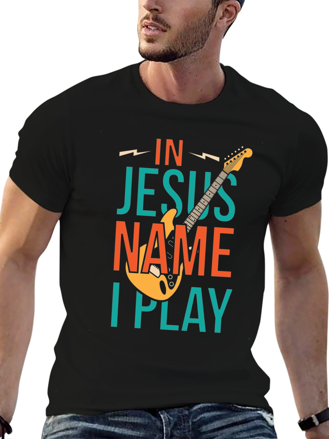 In Jesus Name I Play Guitar T-Shirt