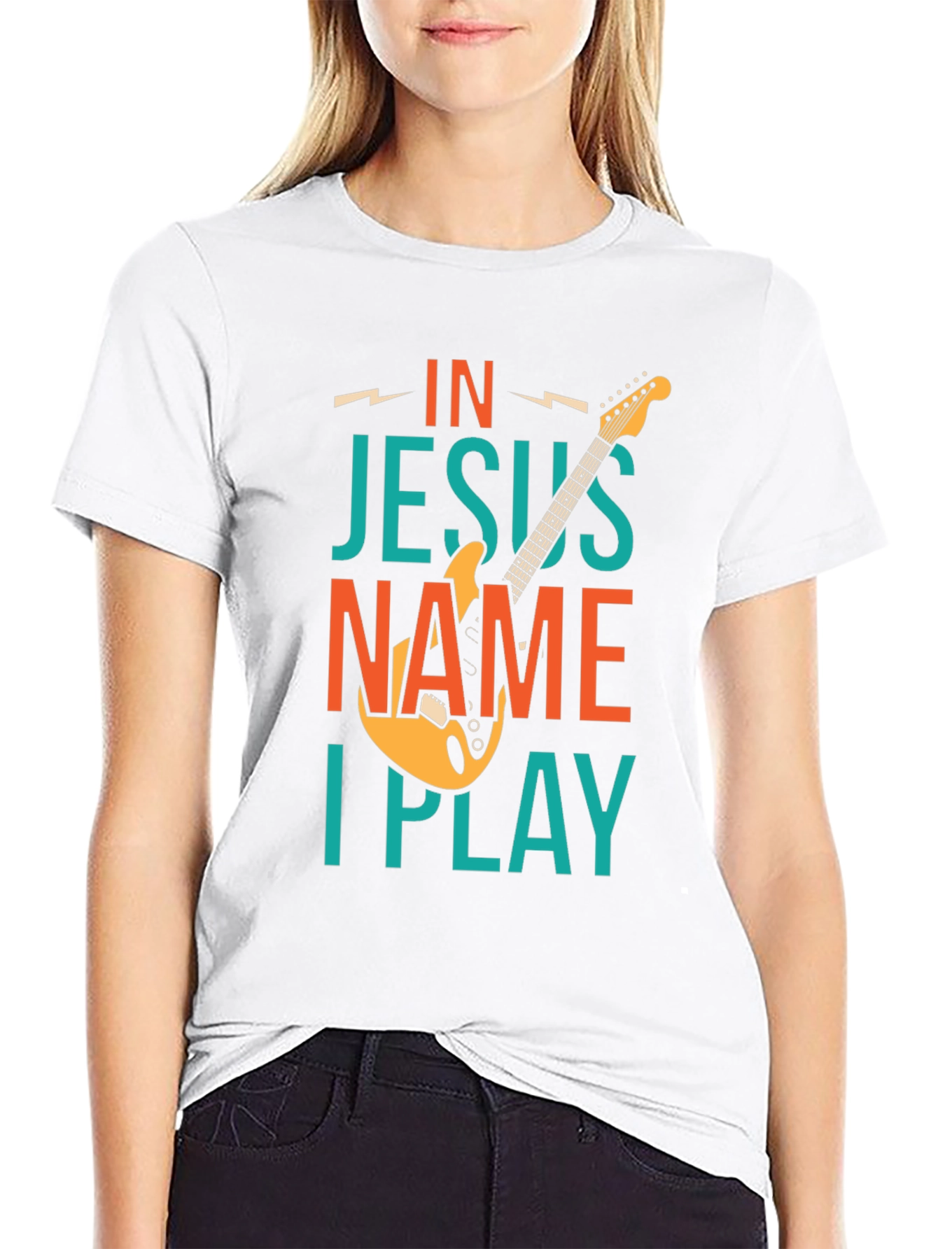 In Jesus Name I Play Guitar T-Shirt