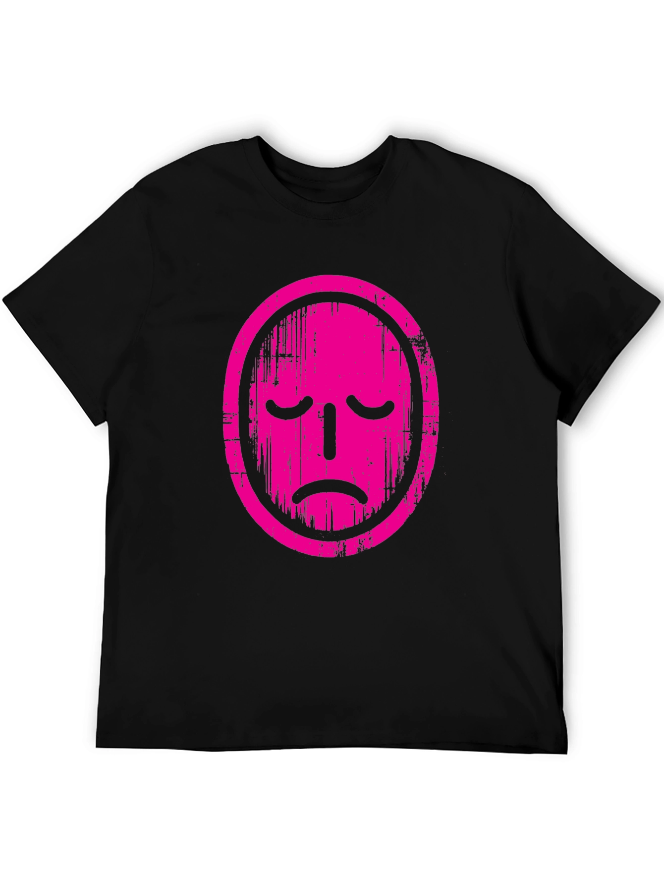Sad Face Graphic Tee - Black Cotton T-Shirt