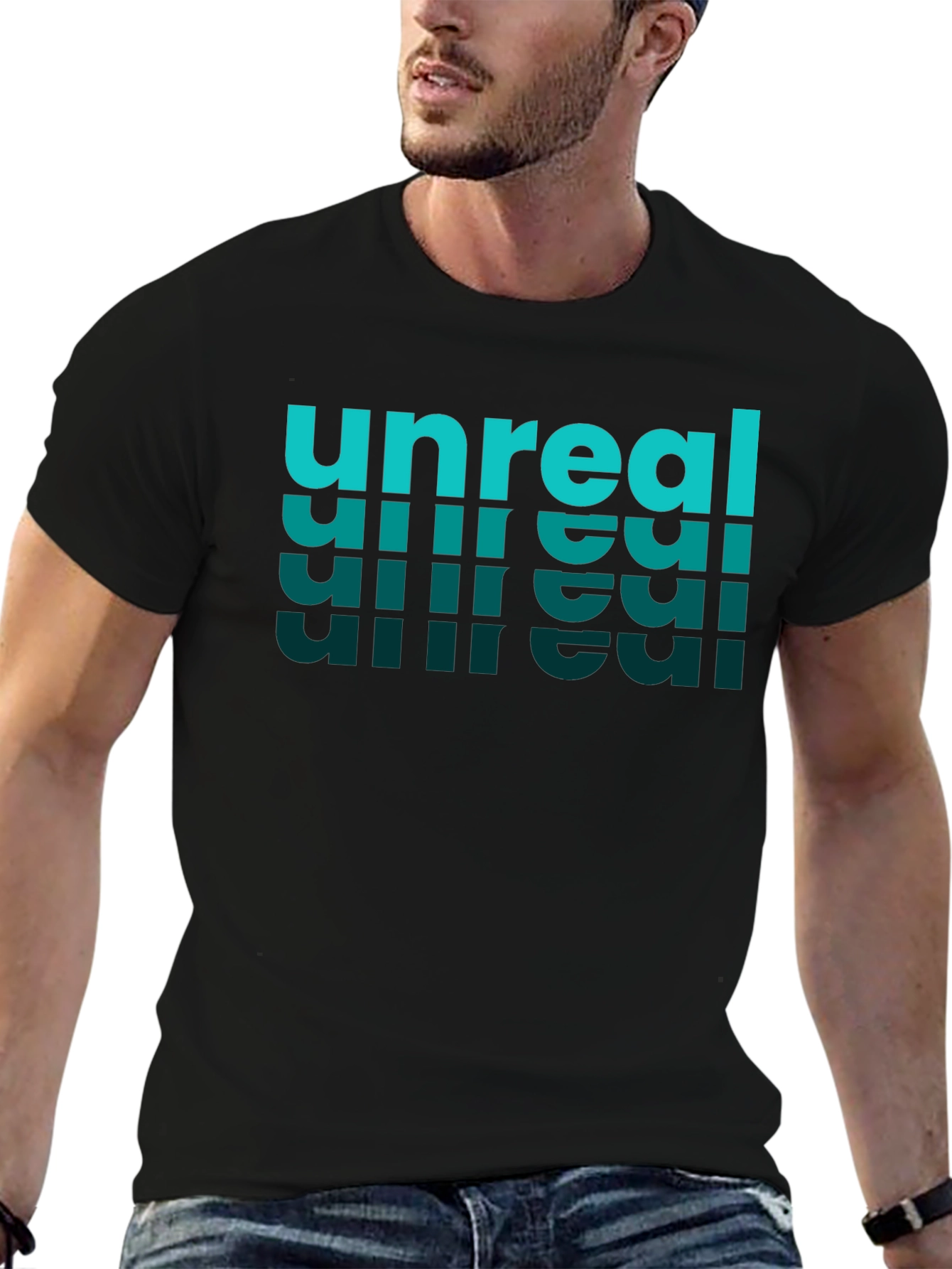 Unreal Text Design Black T-Shirt