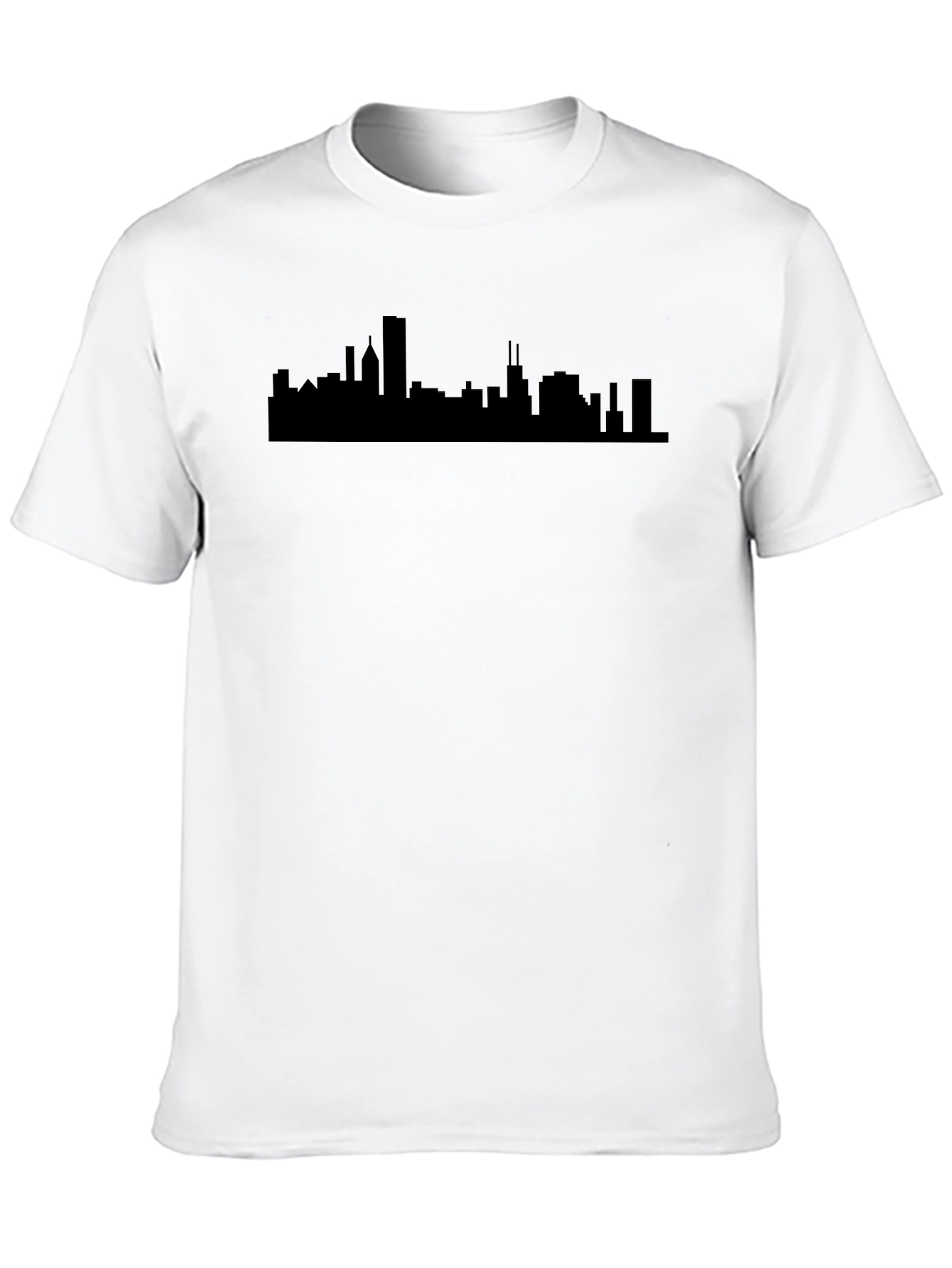 Cityscape Graphic Tee - Modern Silhouette Black T-Shirt