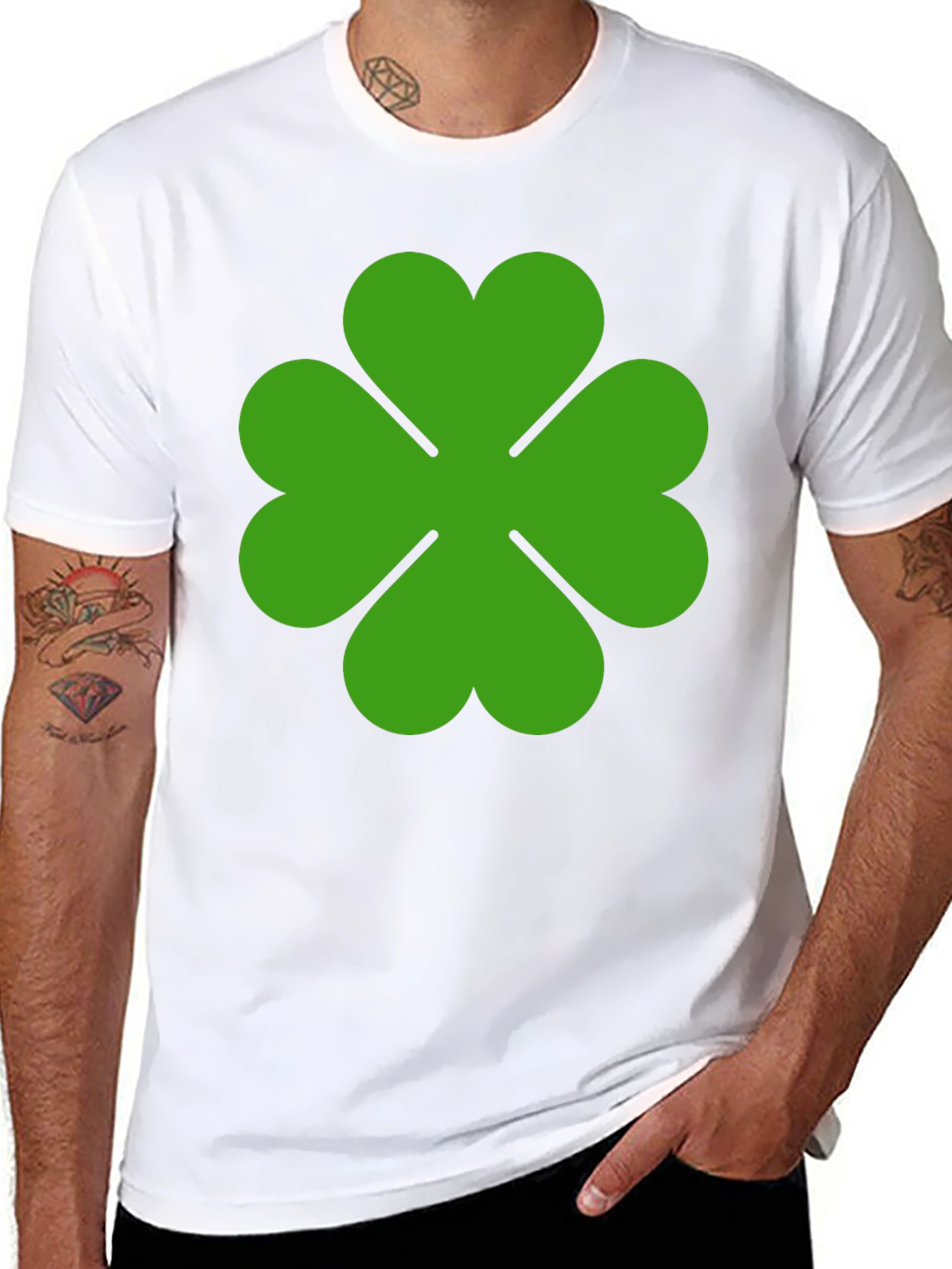 Lucky Green Clover Graphic Tee - Black