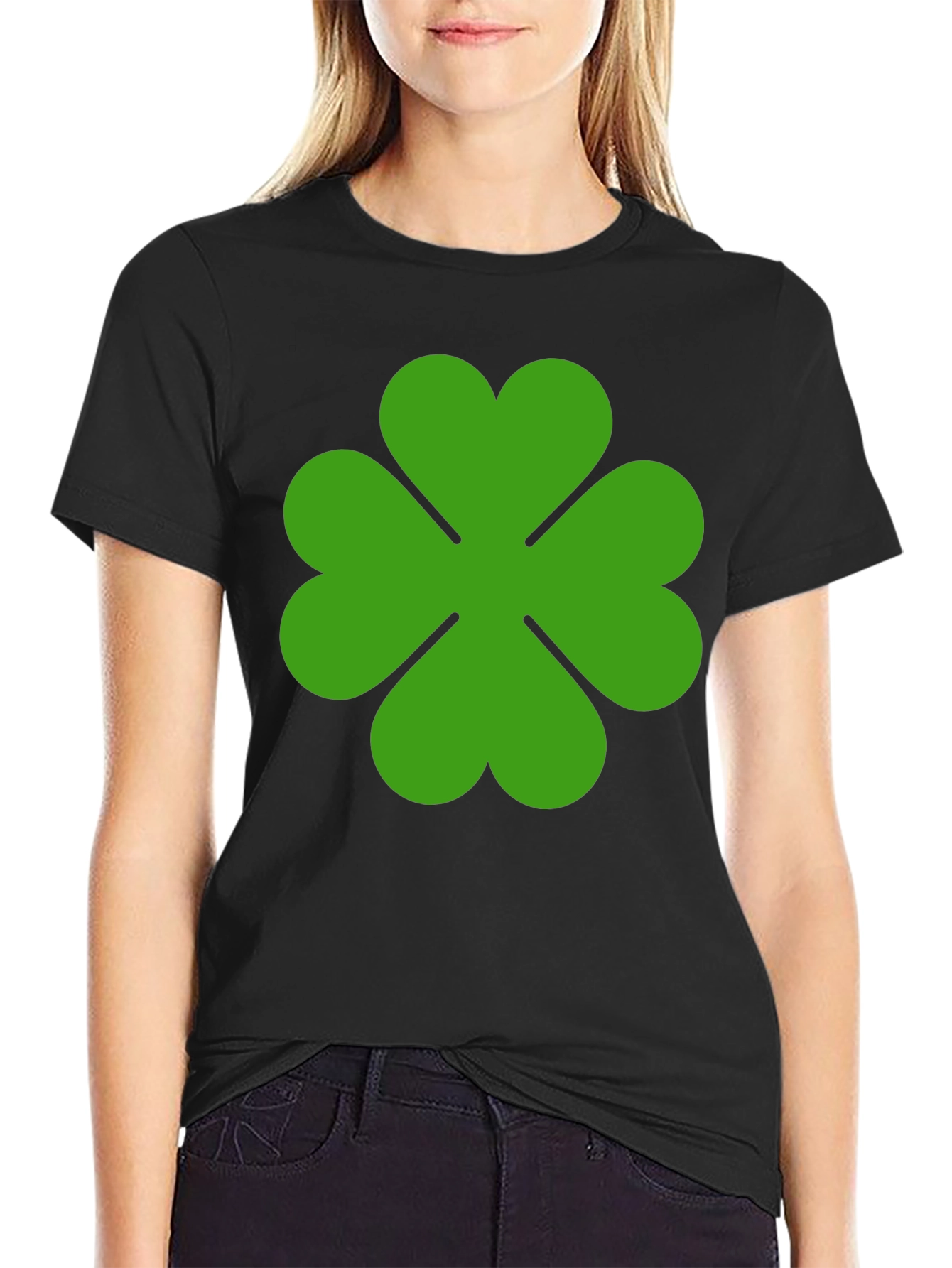 Lucky Green Clover Graphic Tee - Black