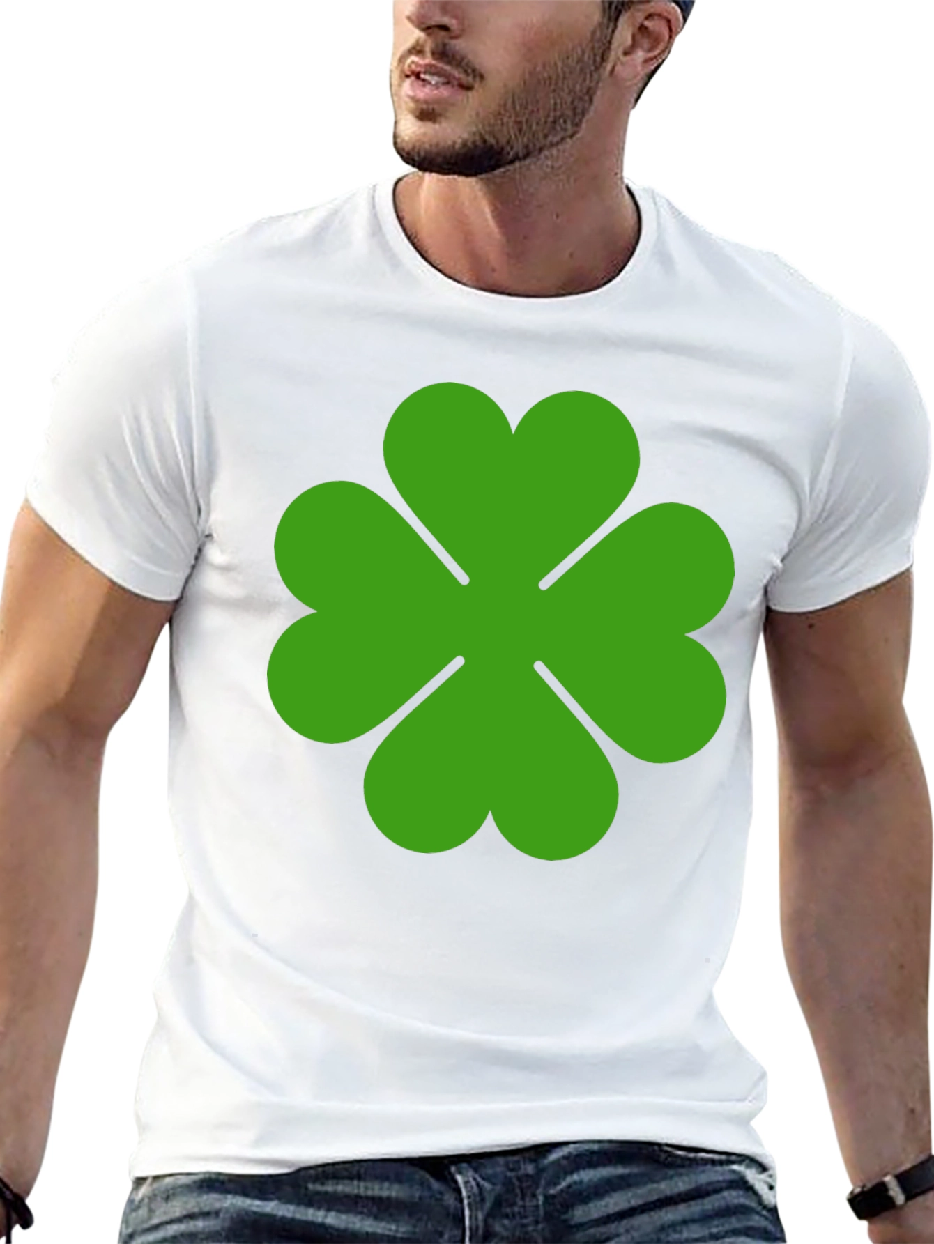 Lucky Green Clover Graphic Tee - Black