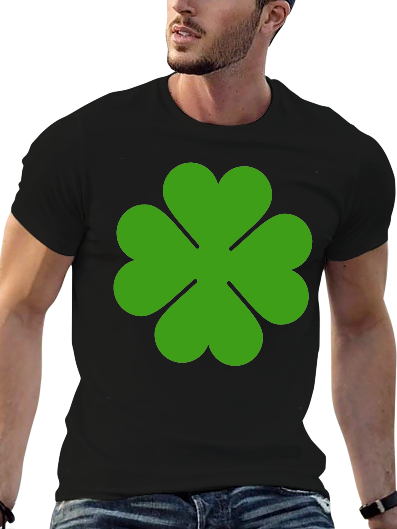 Lucky Green Clover Graphic Tee - Black